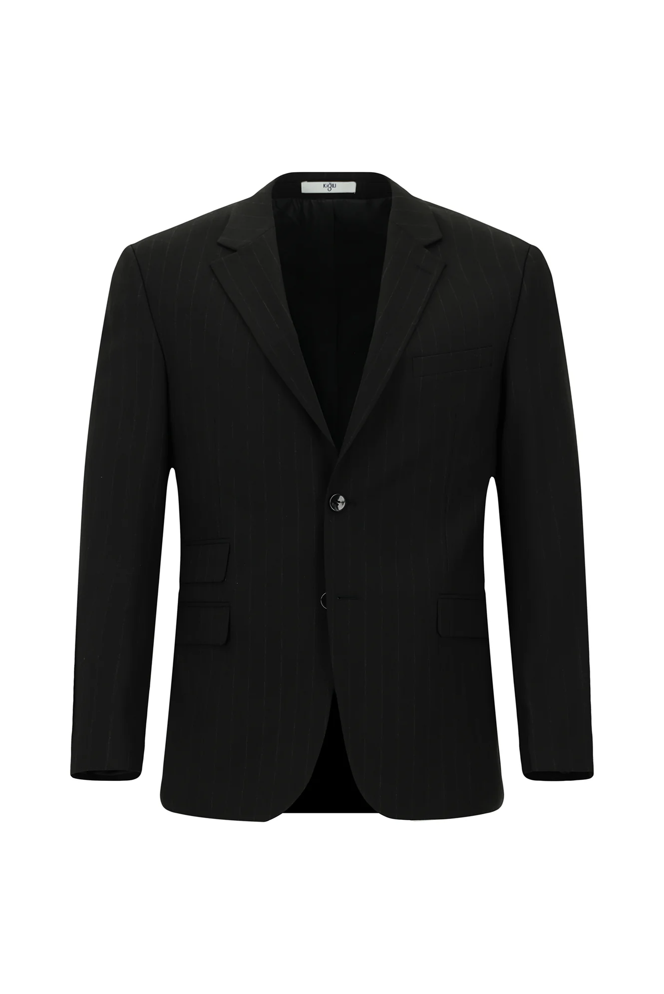 Siyah 4 Drop Relaxed Fit Rahat Kesim Çizgili Takım Elbise - Image 2