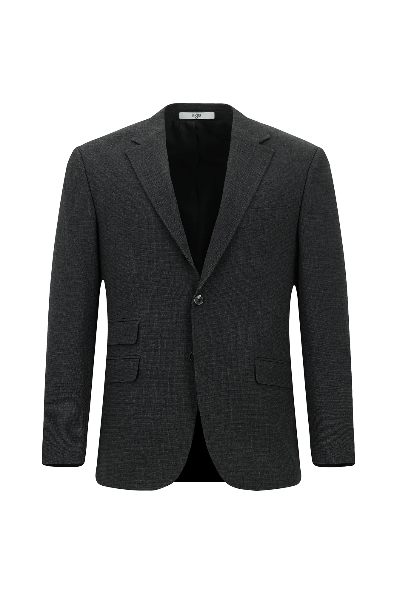 Siyah 4 Drop Relaxed Fit Rahat Kesim Desenli Takım Elbise - Image 2