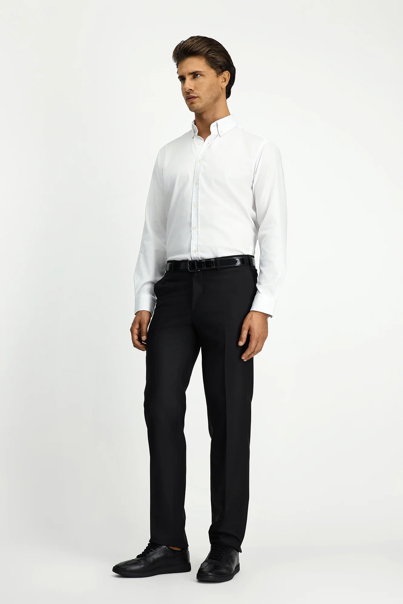 Siyah 6 Drop Regular Fit Standart Kesim Likralı Klasik Kumaş Pantolon - Image 3