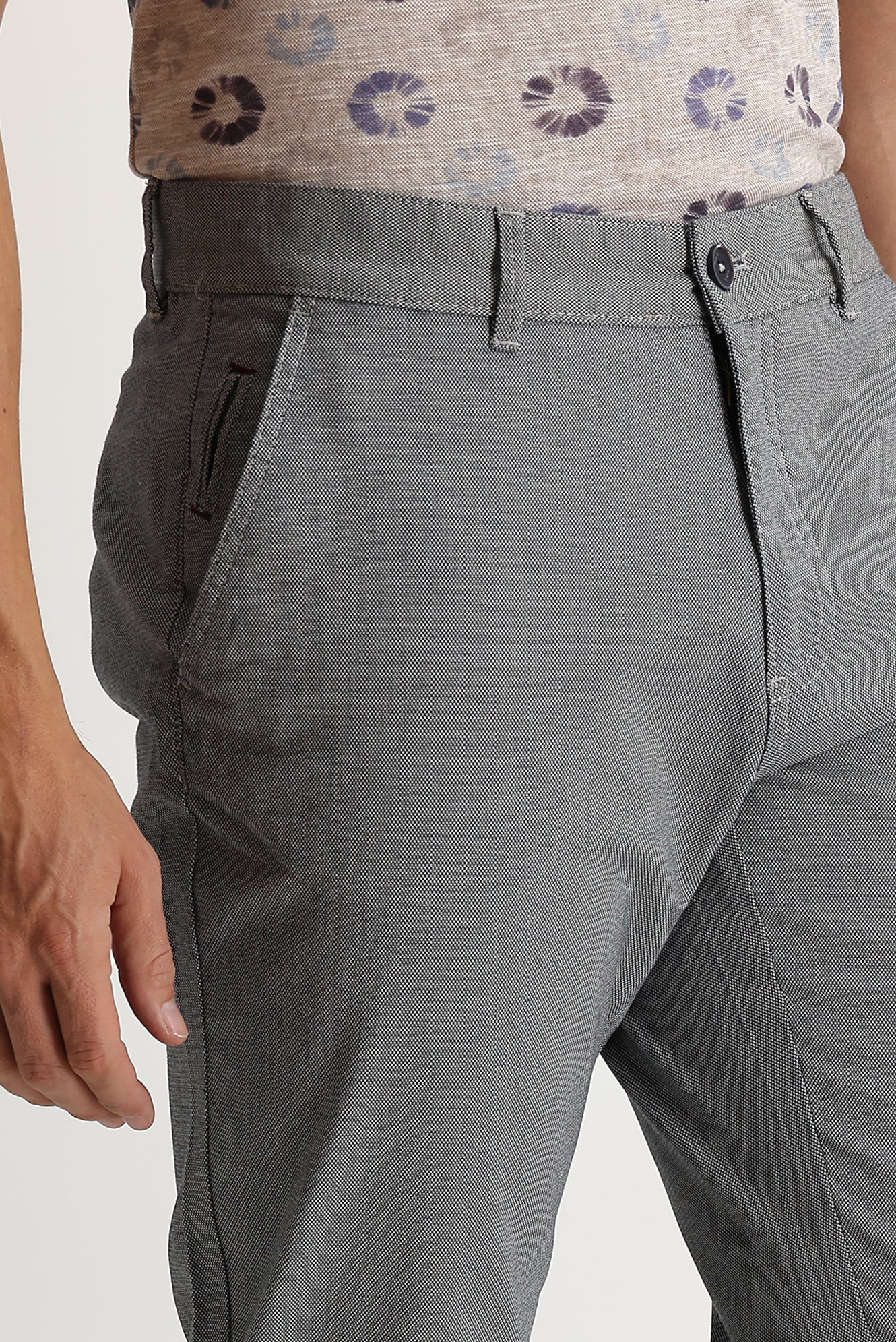 Siyah Relaxed Fit Rahat Kesim Kuşgözü Likralı Kanvas / Chino Pantolon - Image 3