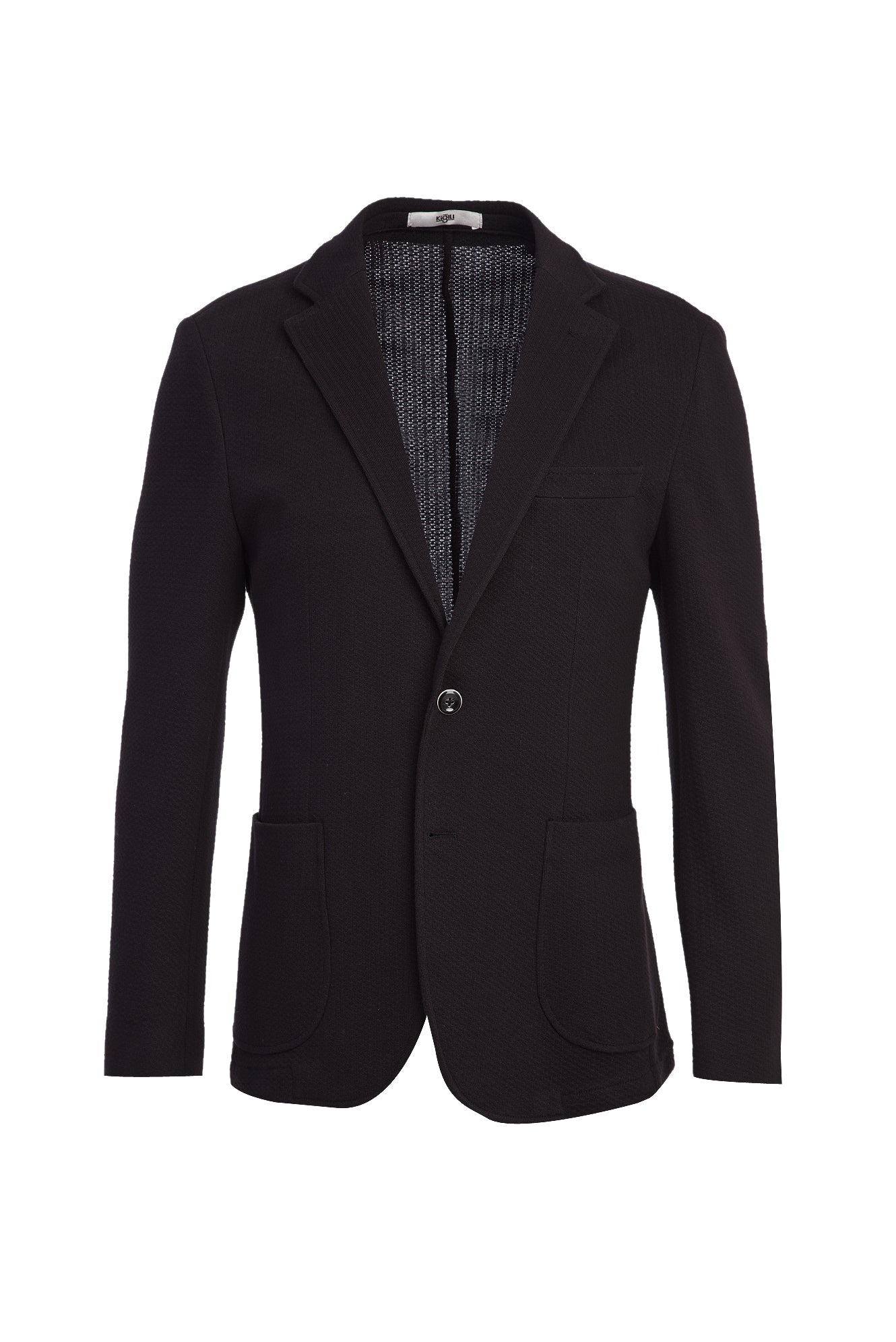 Siyah Lacivert 7 Drop Slim Fit Dar Kesim Örme Pamuk Ceket