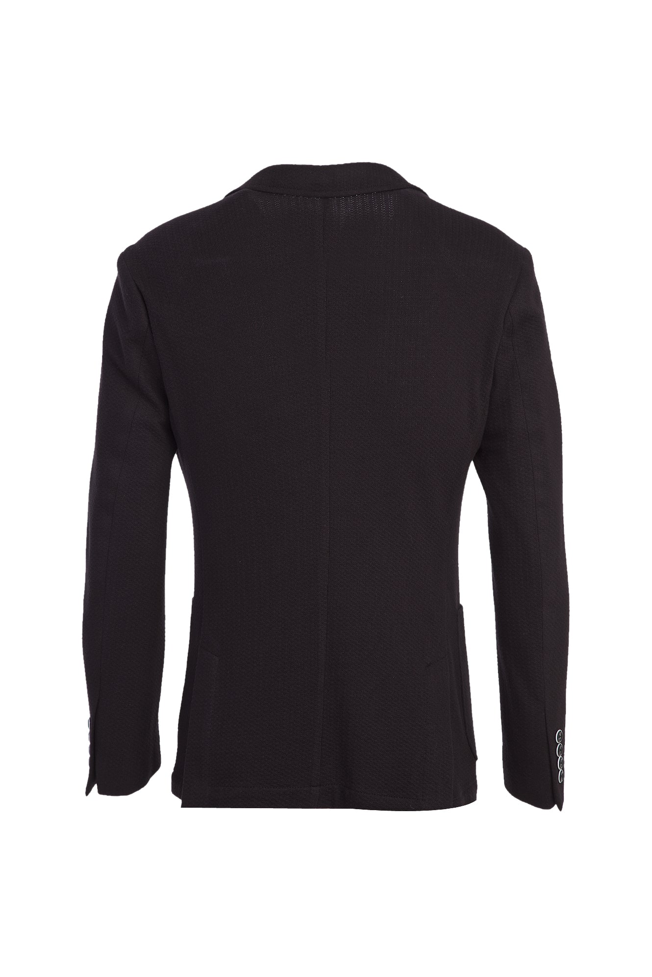 Siyah Lacivert 7 Drop Slim Fit Dar Kesim Örme Pamuk Ceket - Image 2