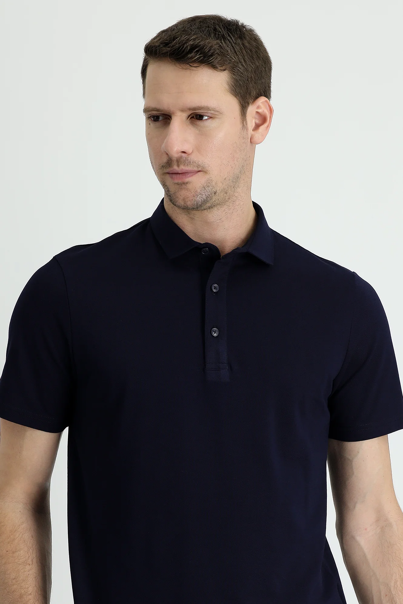 Siyah Lacivert Polo Yaka Regular Fit Pamuk Tişört