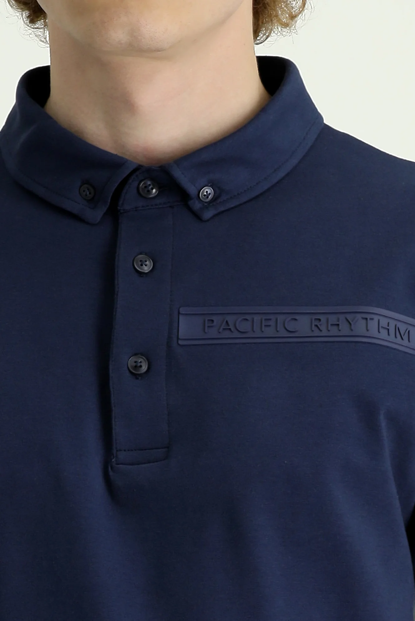 Siyah Lacivert Polo Yaka Slim Fit Dar Kesim Baskılı Pamuklu Tişört - Image 4