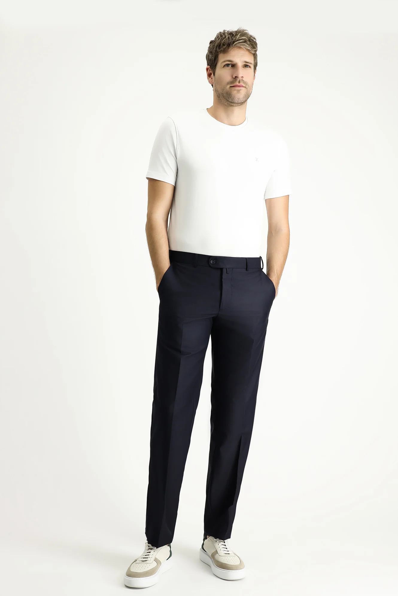 Siyah Lacivert 6 Drop Regular Fit Standart Kesim Klasik Kumaş Pantolon - Image 2