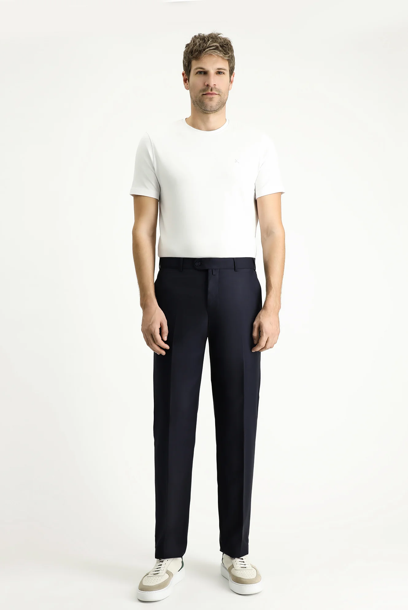 Siyah Lacivert 6 Drop Regular Fit Standart Kesim Klasik Kumaş Pantolon - Image 3