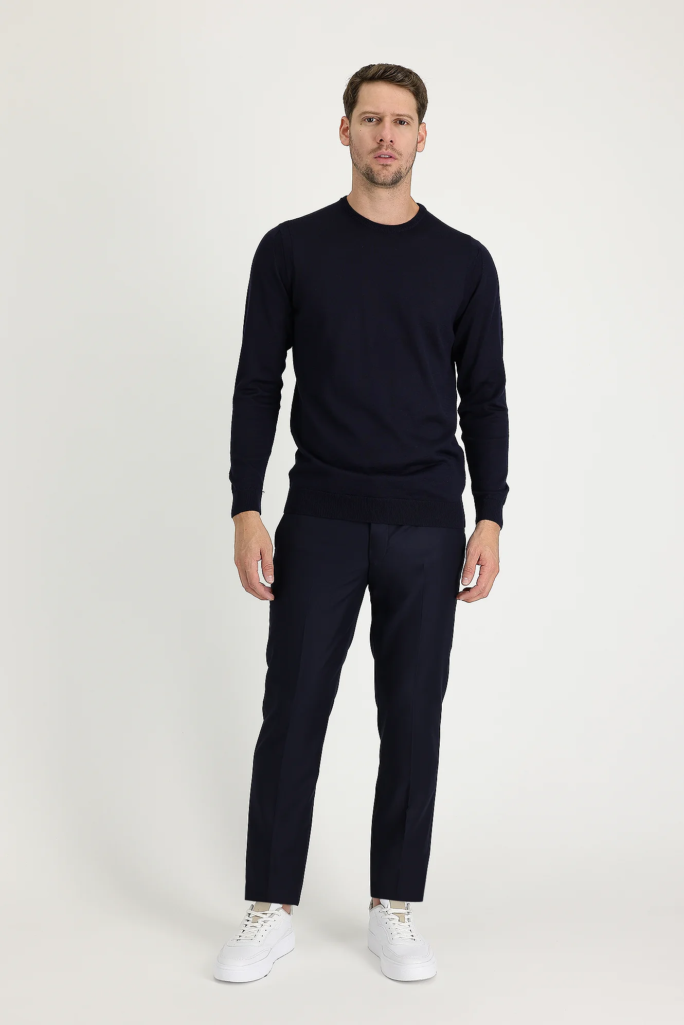 Siyah Lacivert 6 Drop Regular Fit Standart Kesim Klasik Kumaş Pantolon