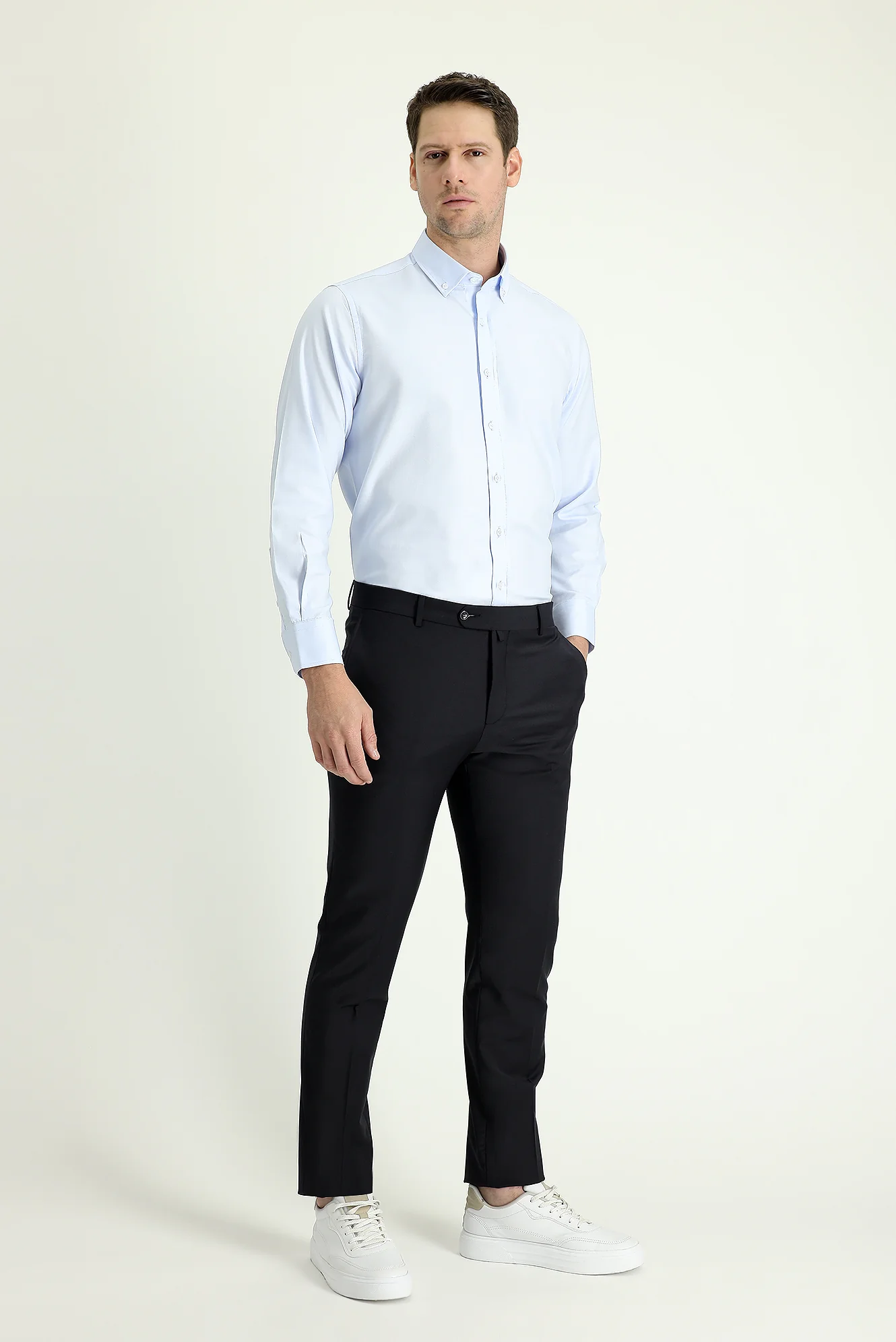 Siyah Lacivert 6 Drop Regular Fit Standart Kesim Yünlü Klasik Kumaş Pantolon