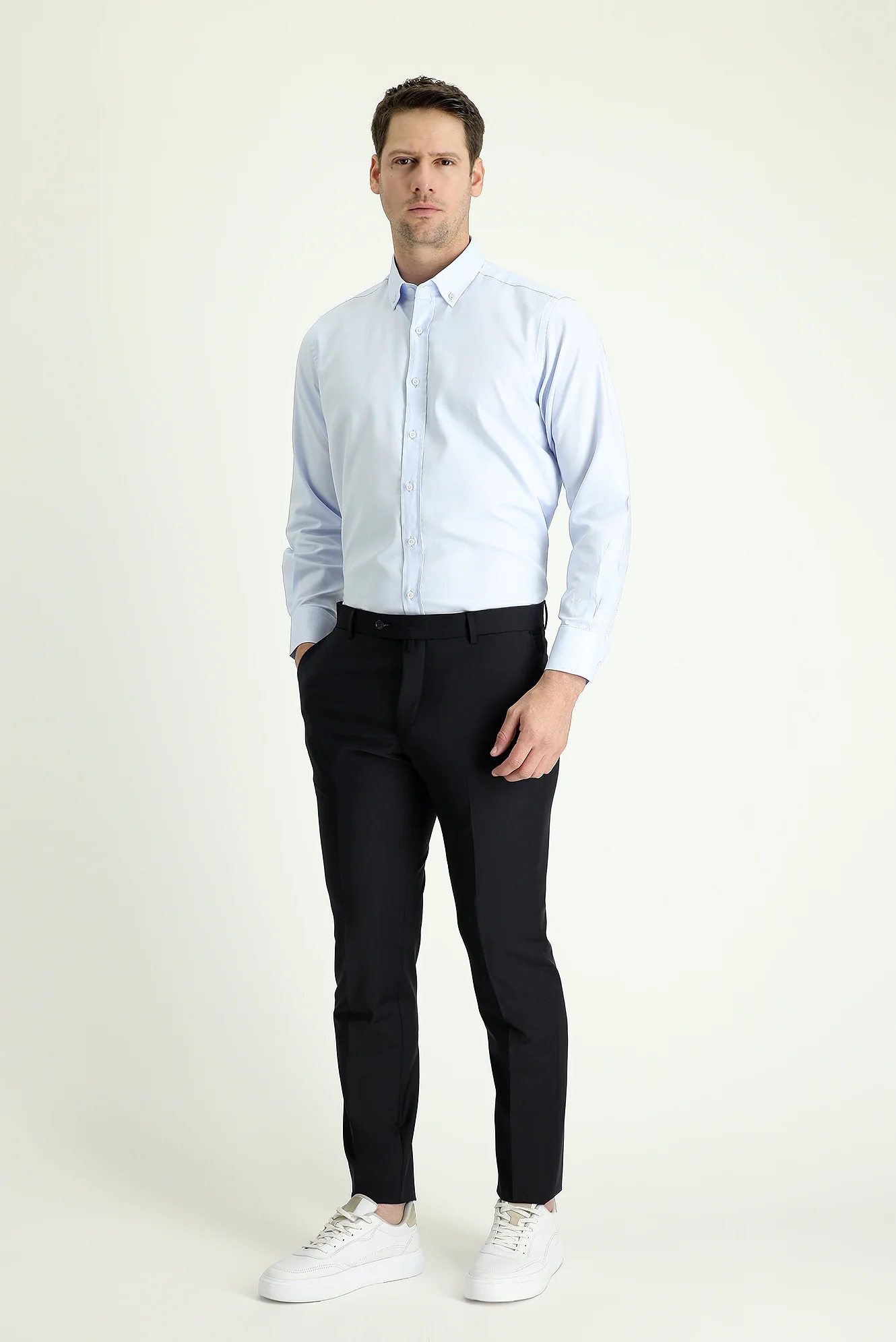Siyah Lacivert 6 Drop Regular Fit Standart Kesim Yünlü Klasik Kumaş Pantolon - Image 2