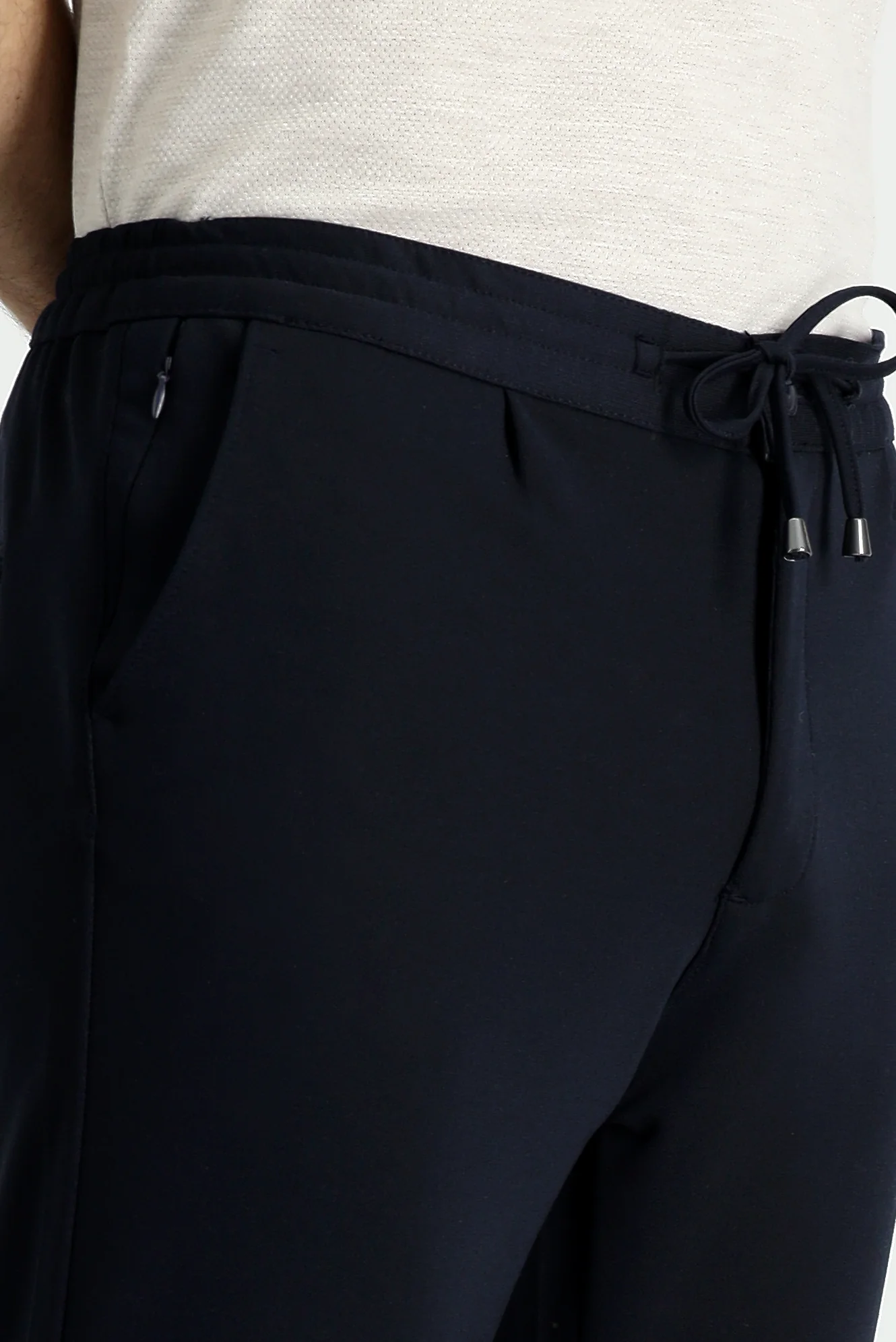 Siyah Lacivert Relaxed Fit Rahat Kesim Beli Lastikli İpli Likralı Pantolon - Image 4