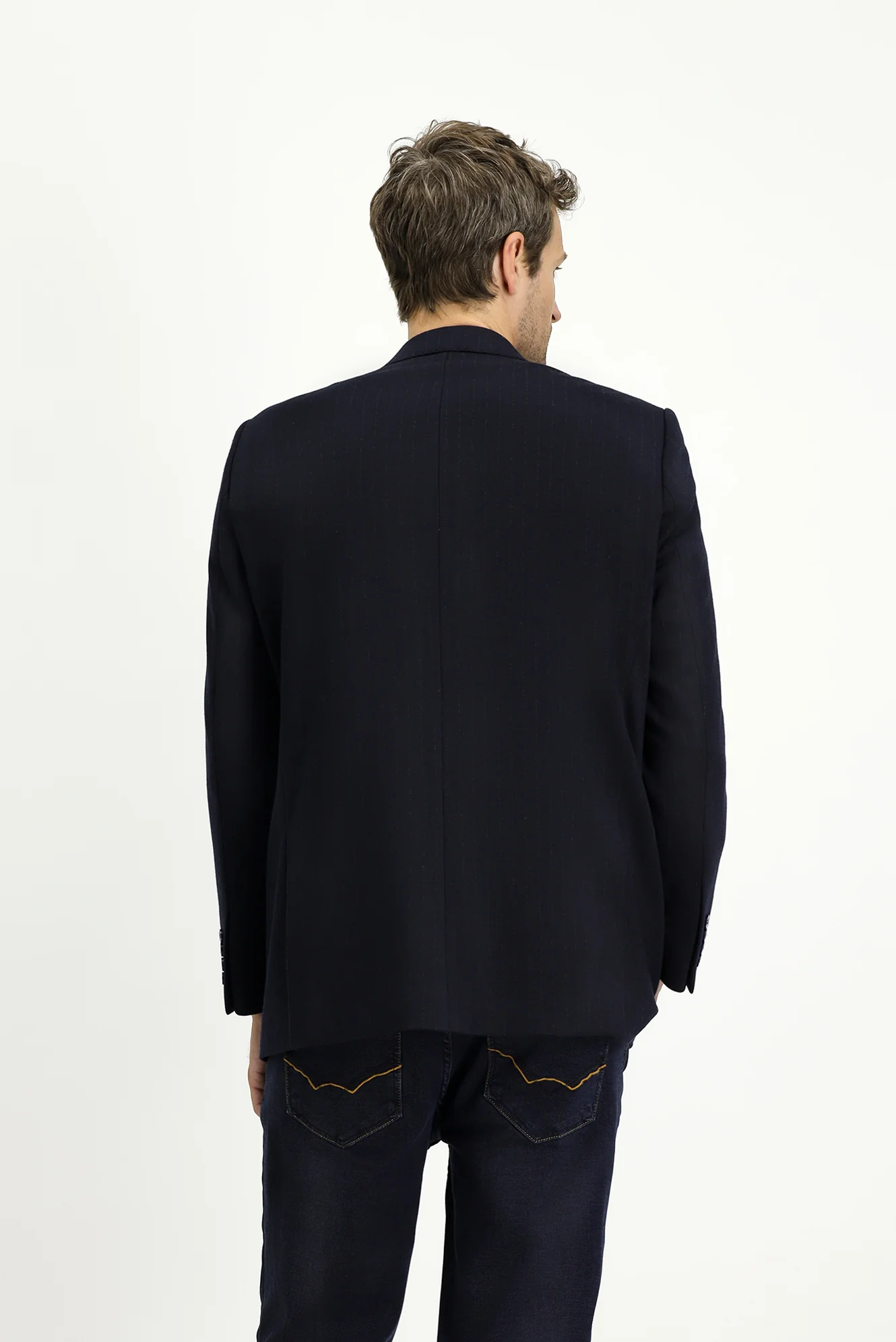 Siyah Lacivert 4 Drop Relaxed Fit Rahat Kesim Klasik Çizgili Örme Ceket - Image 3