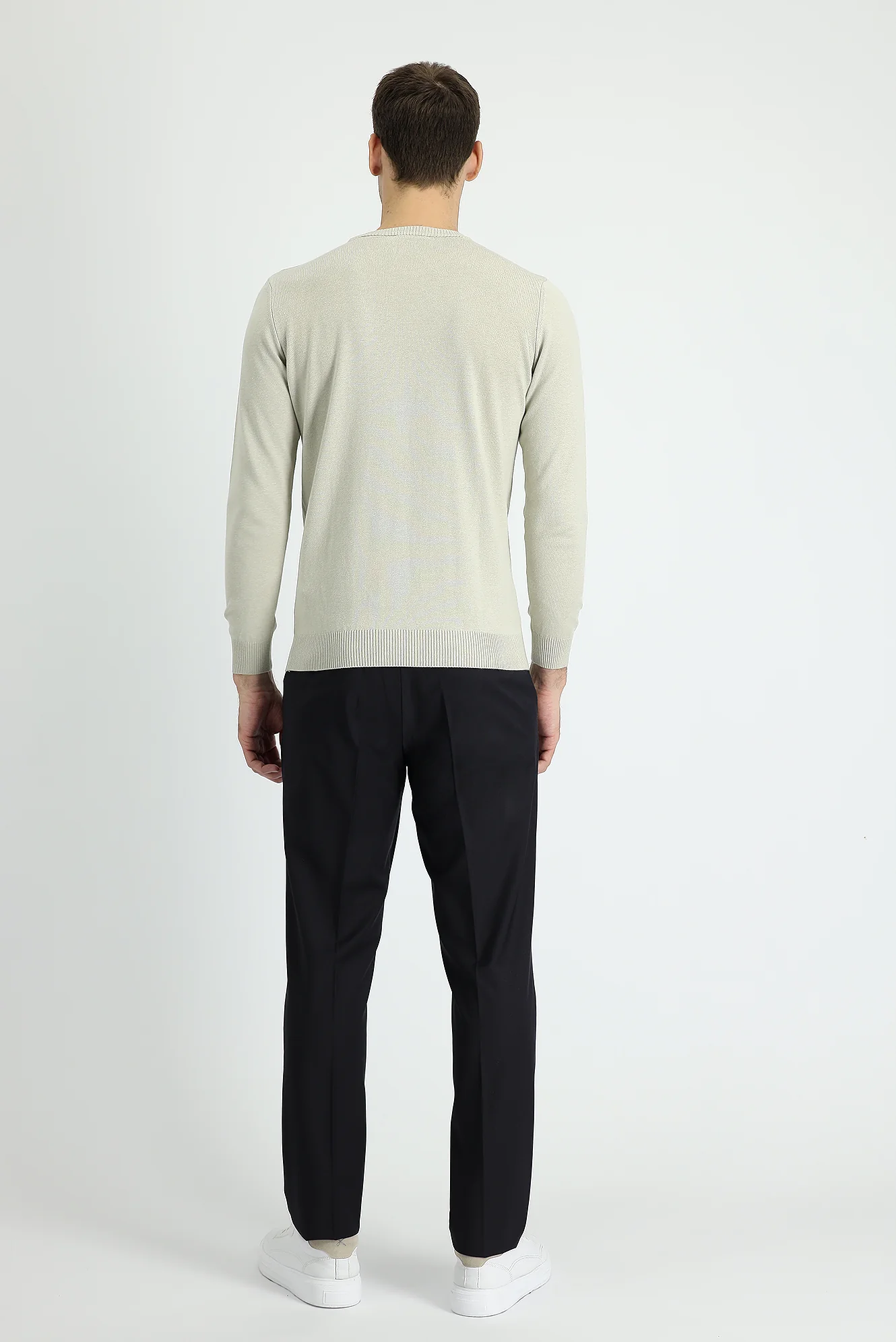 Siyah Lacivert 4 Drop Relaxed Fit Rahat Kesim Yünlü Klasik Kumaş Pantolon - Image 3