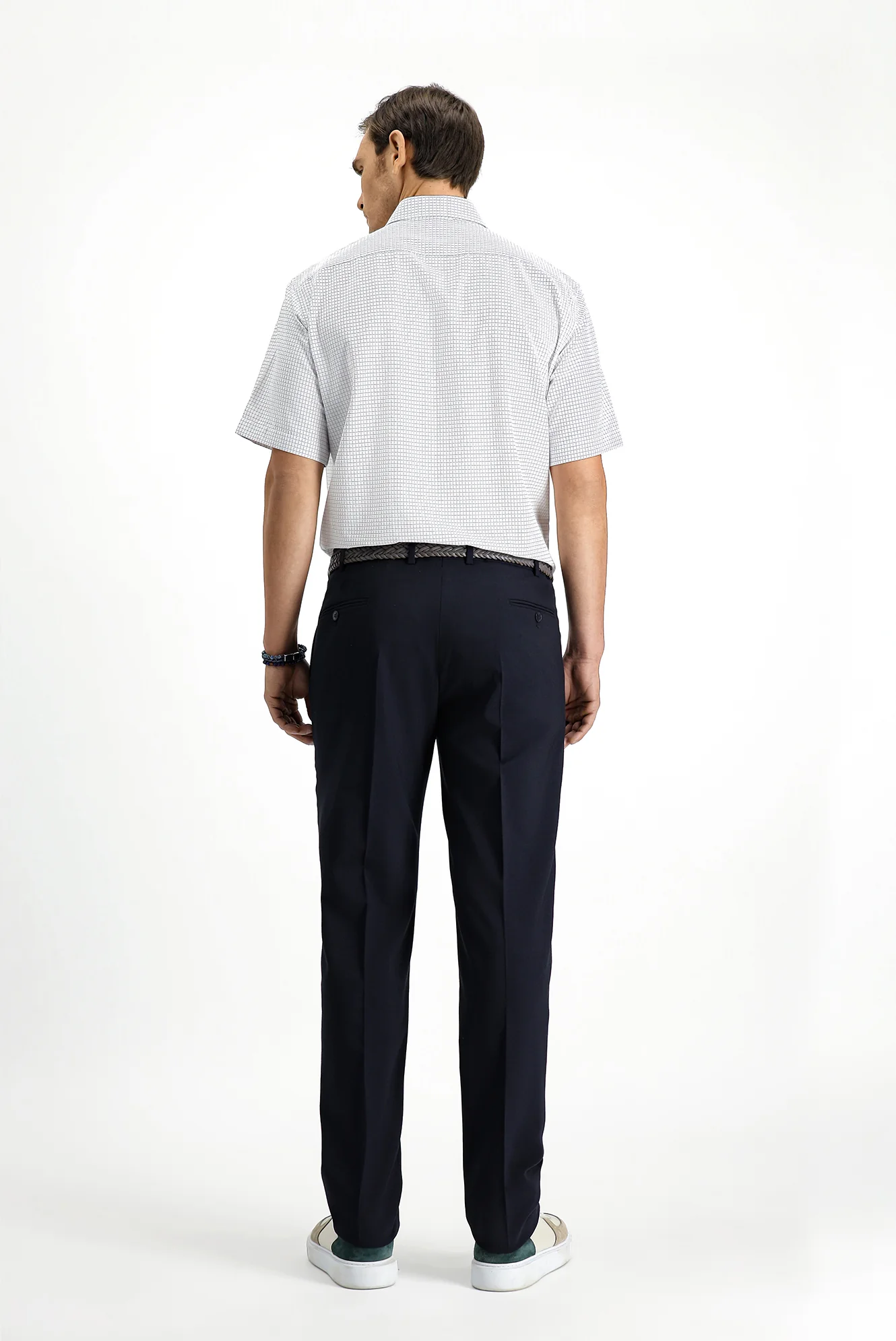 Siyah Lacivert 4 Drop Relaxed Fit Rahat Kesim Yünlü Klasik Kumaş Pantolon - Image 3