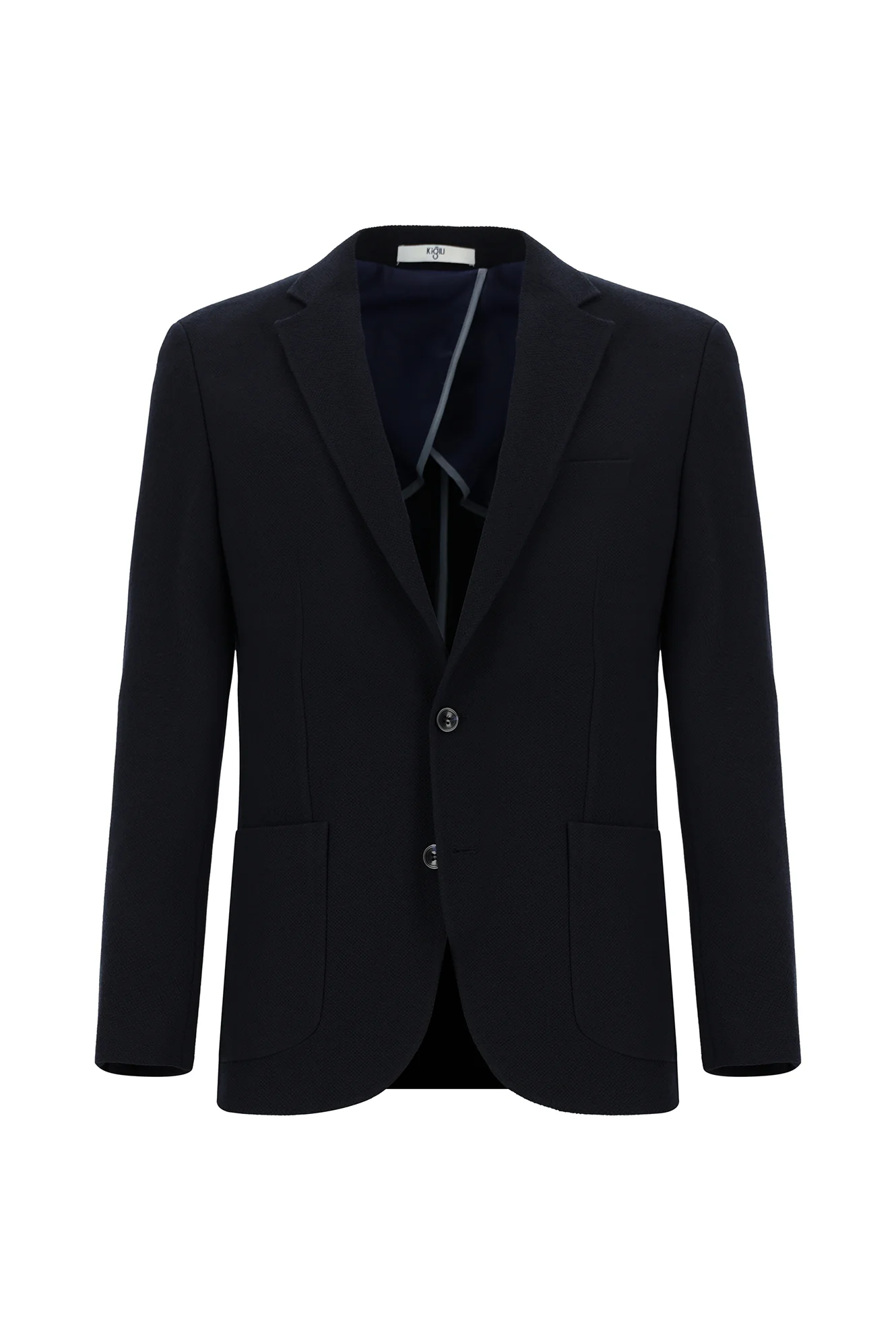 Siyah Lacivert 7 Drop Slim Fit Dar Kesim Çizgili Beli Lastikli İpli Takım Elbise - Image 2