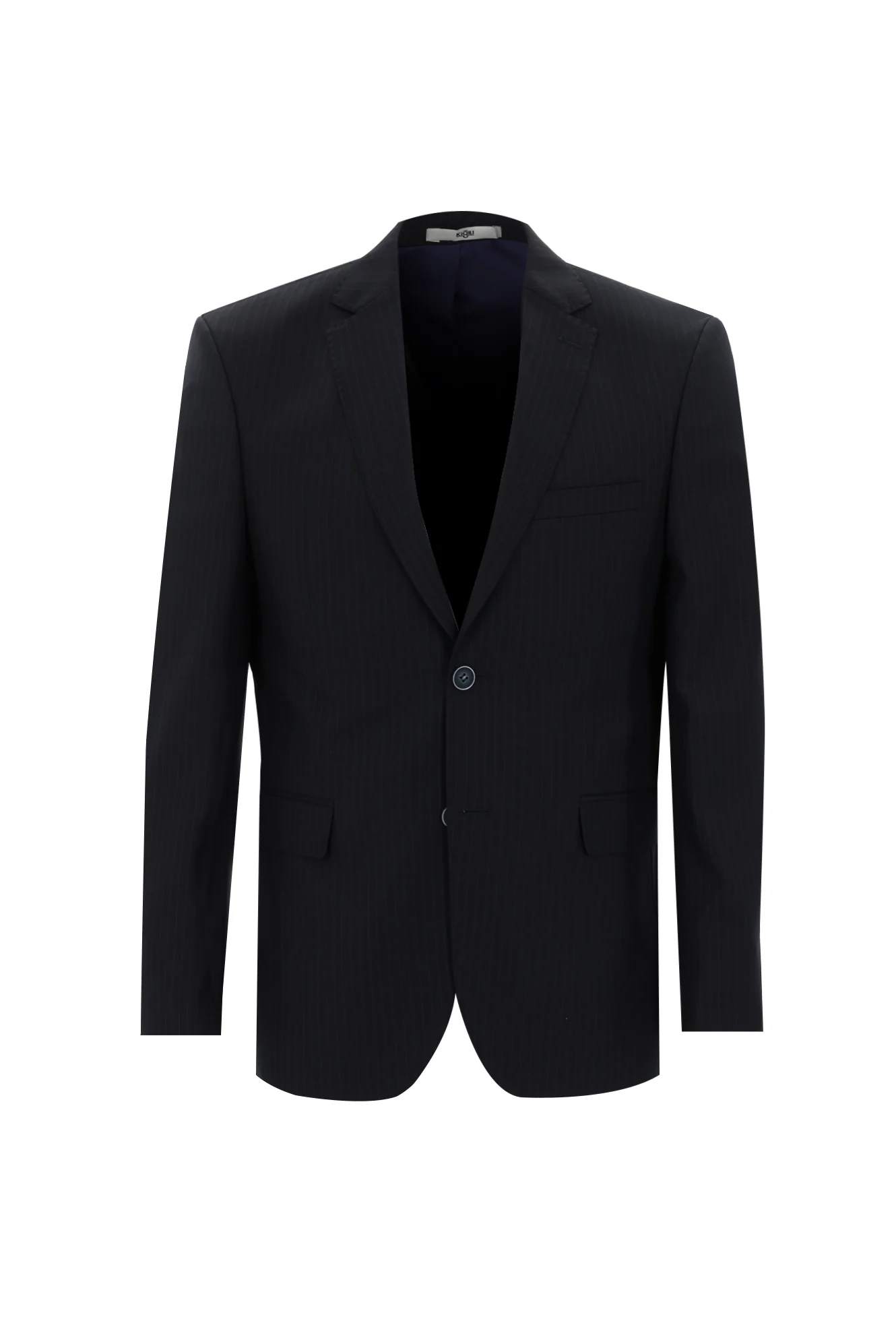 Siyah Lacivert 7 Drop Slim Fit Dar Kesim Çizgili Takım Elbise - Image 2