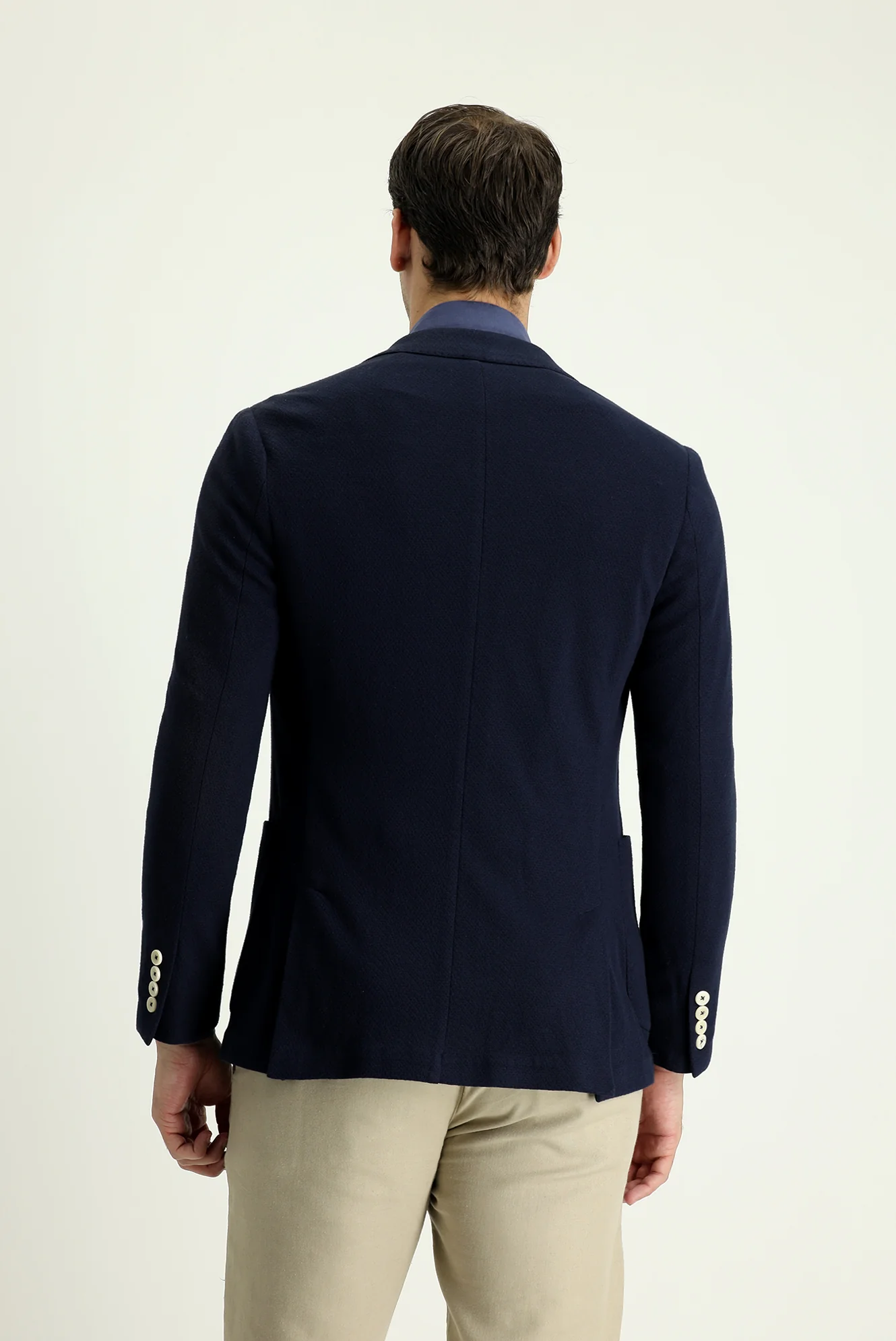 Siyah Lacivert 7 Drop Slim Fit Dar Kesim Ak.Yd.Örme Ceket - Image 3