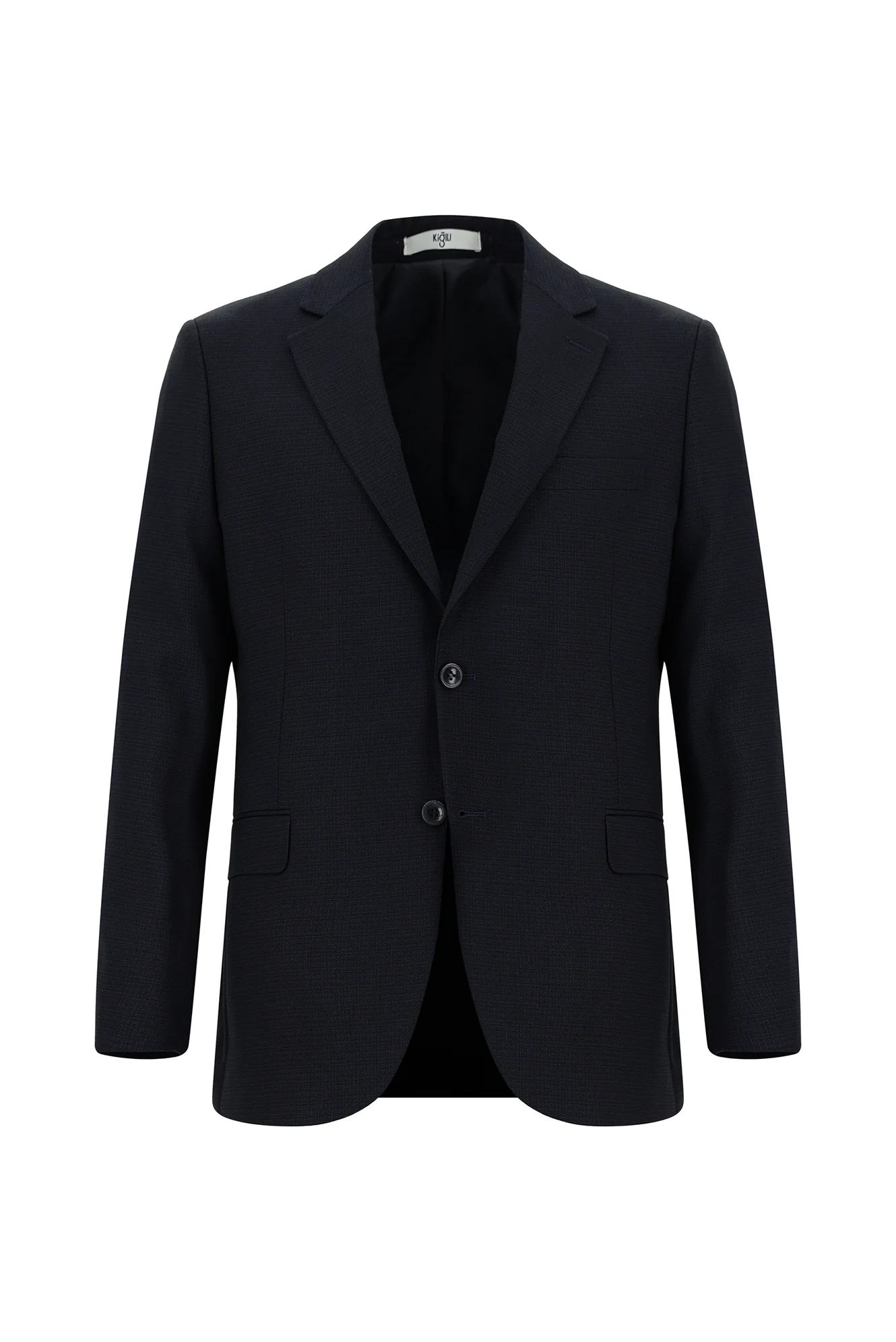Siyah Lacivert 7 Drop Slim Fit Dar Kesim Desenli Takım Elbise - Image 2