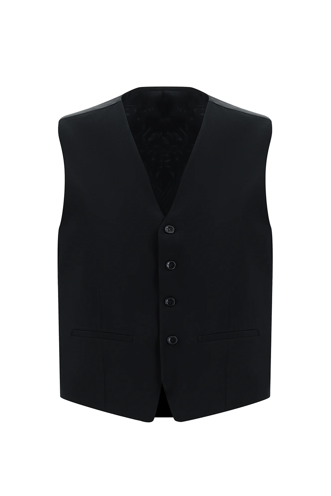 Siyah Lacivert 7 Drop Slim Fit Dar Kesim Yelekli Takım Elbise - Image 4