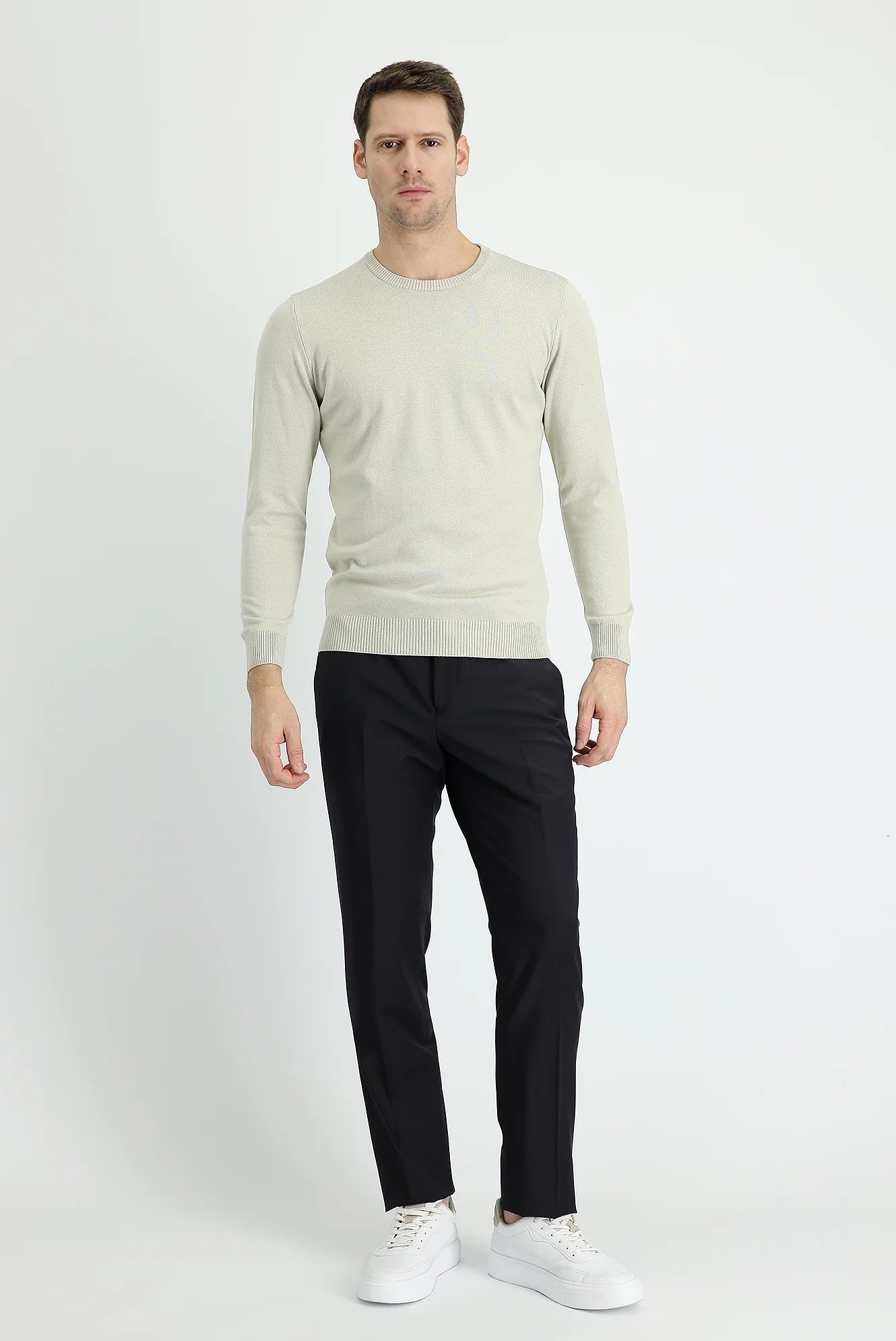 Siyah Lacivert 7 Drop Slim Fit Dar Kesim Yünlü Klasik Kumaş Pantolon
