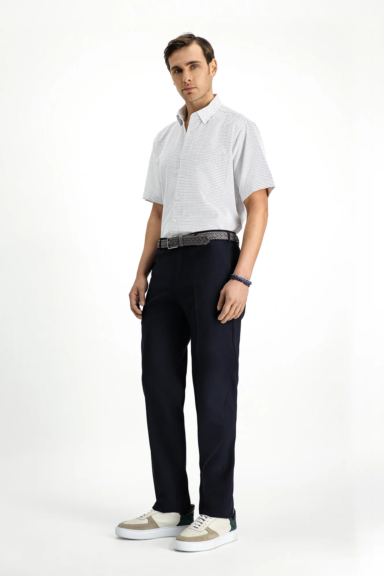 Siyah Lacivert 7 Drop Slim Fit Dar Kesim Yünlü Klasik Kumaş Pantolon - Image 2