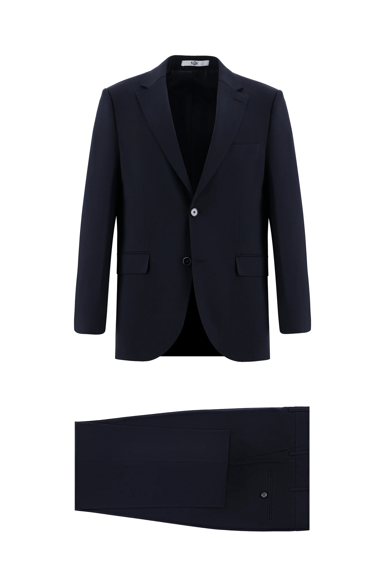 Siyah Lacivert 7 Drop Slim Fit Dar Kesim Yünlü Takım Elbise