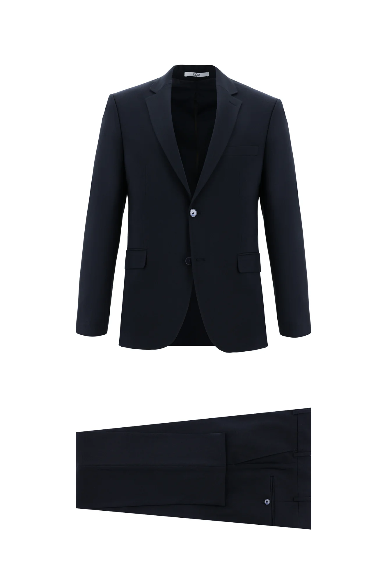 Siyah Lacivert 7 Drop Slim Fit Dar Kesim Yünlü Takım Elbise