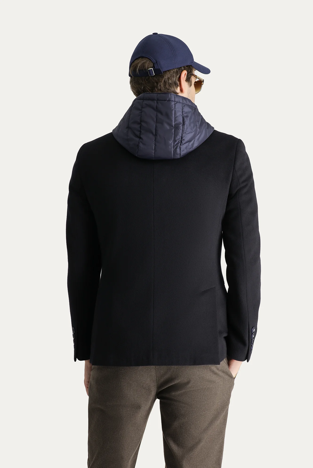 Siyah Lacivert 6 Drop Regular Fit Standart Kesim Spor Yünlü Ceket - Image 5