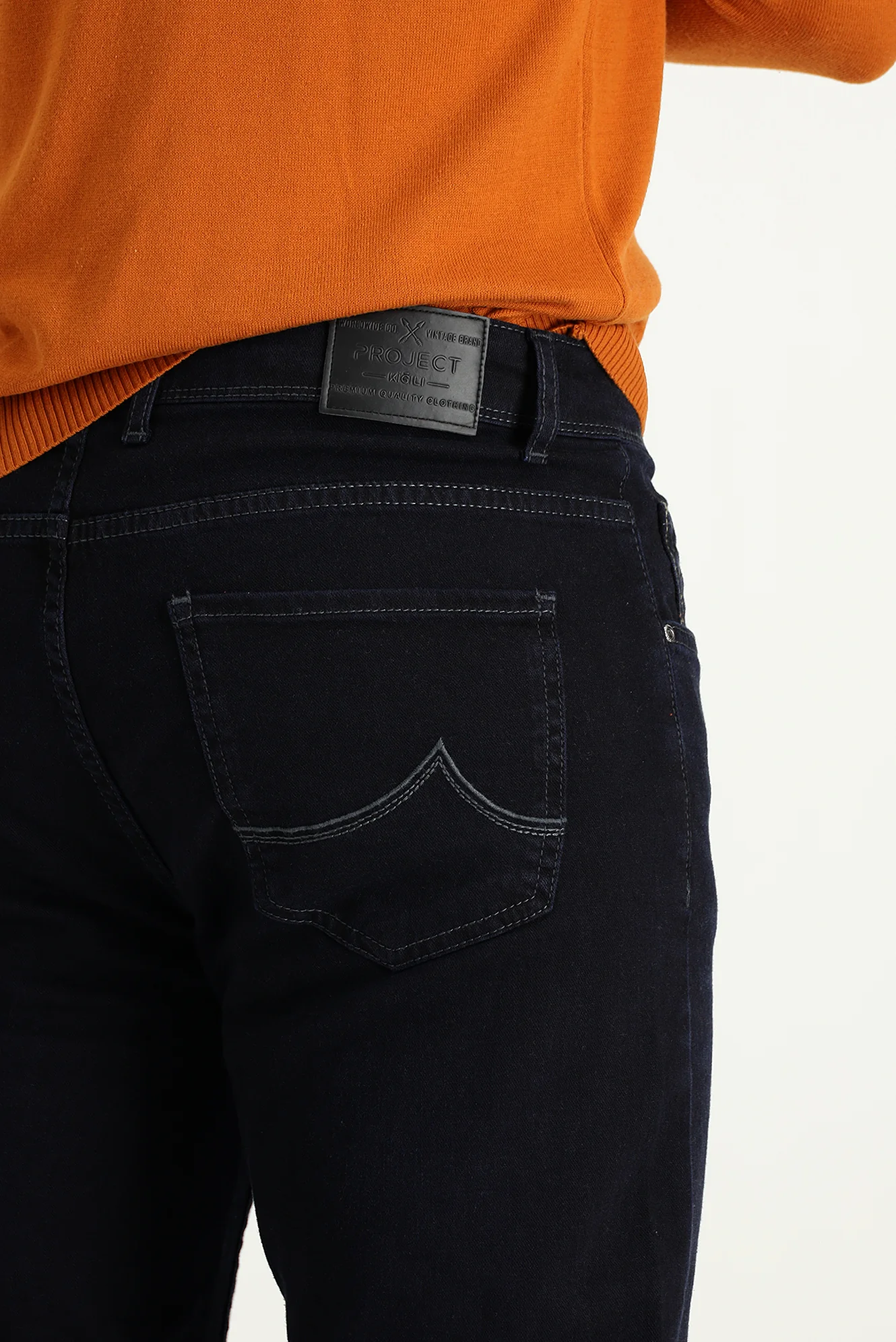 Siyah Lacivert Super Slim Fit Eksra Dar Kesim Denim Pantolon - Image 6