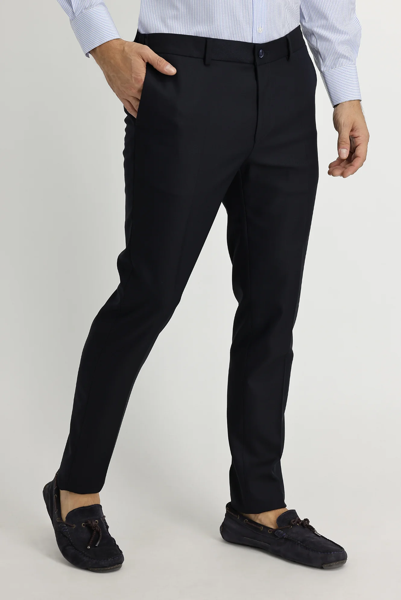 Siyah Lacivert 7 Drop Super Slim Fit Eksra Dar Kesim Fit Likralı Kumaş Pantolon - Image 2