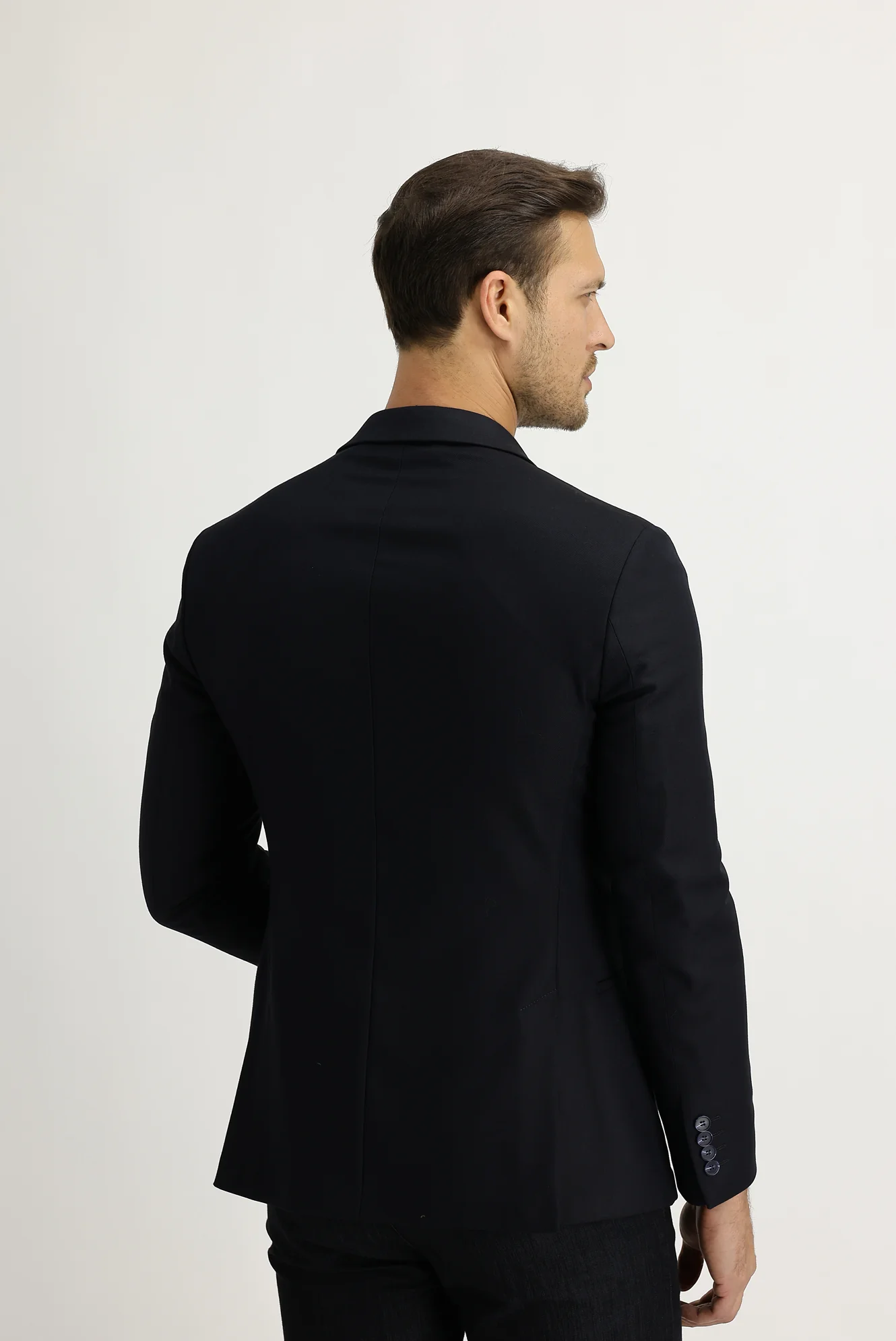 Siyah Lacivert 7 Drop Super Slim Fit Eksra Dar Kesim Astarsız Spor Ceket - Image 4
