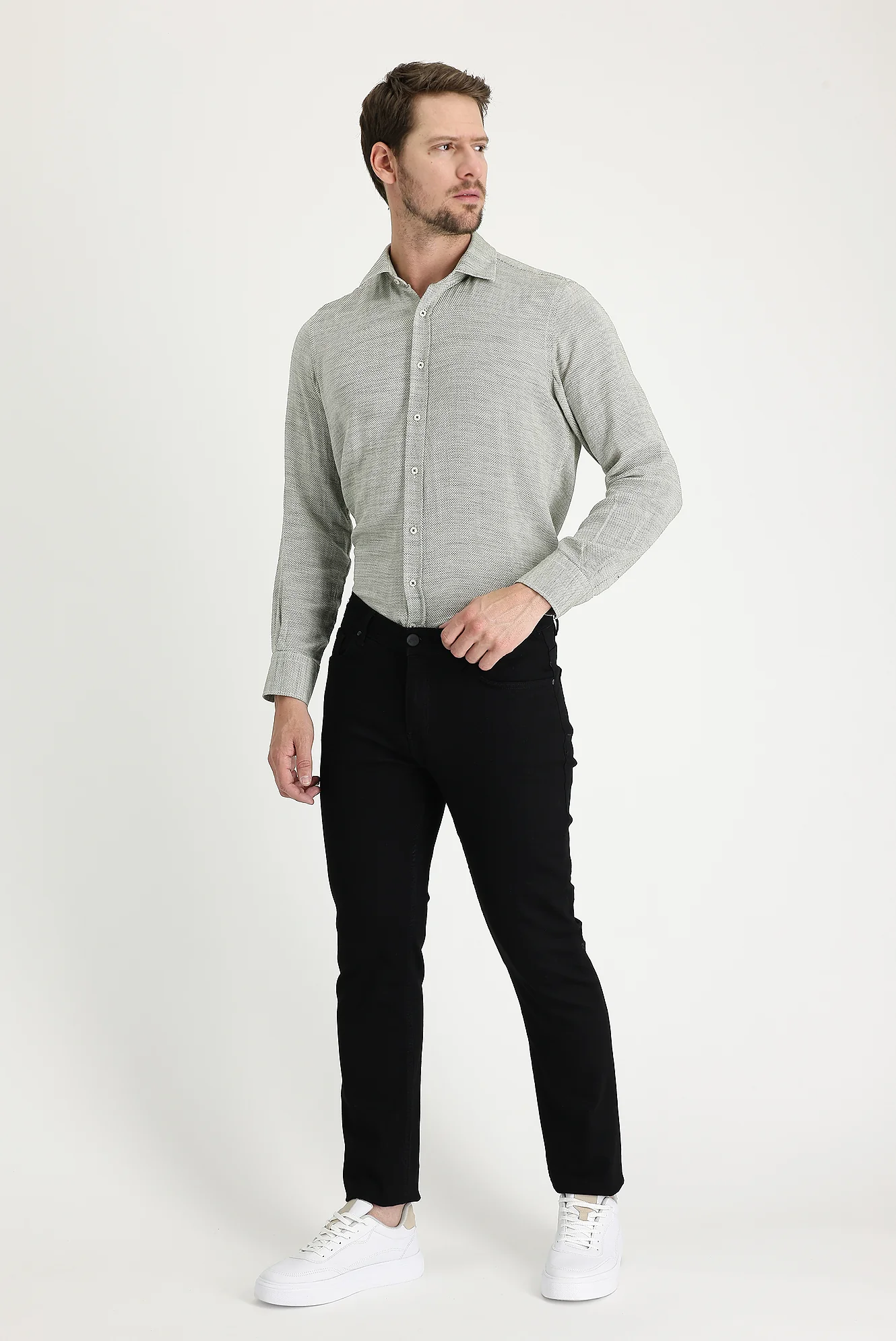 Siyah Slim Fit Dar Kesim Denim Pantolon