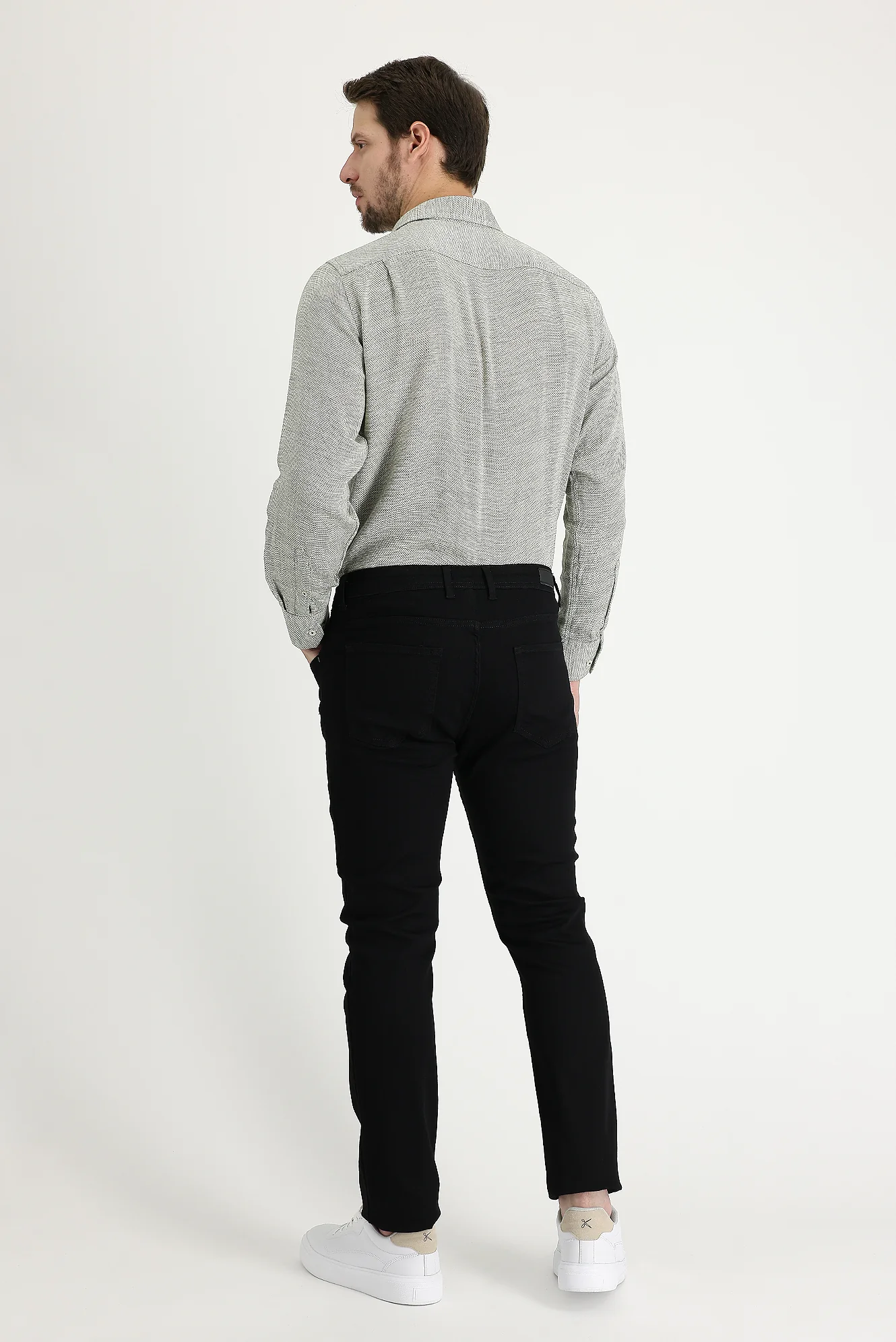 Siyah Slim Fit Dar Kesim Denim Pantolon - Image 3