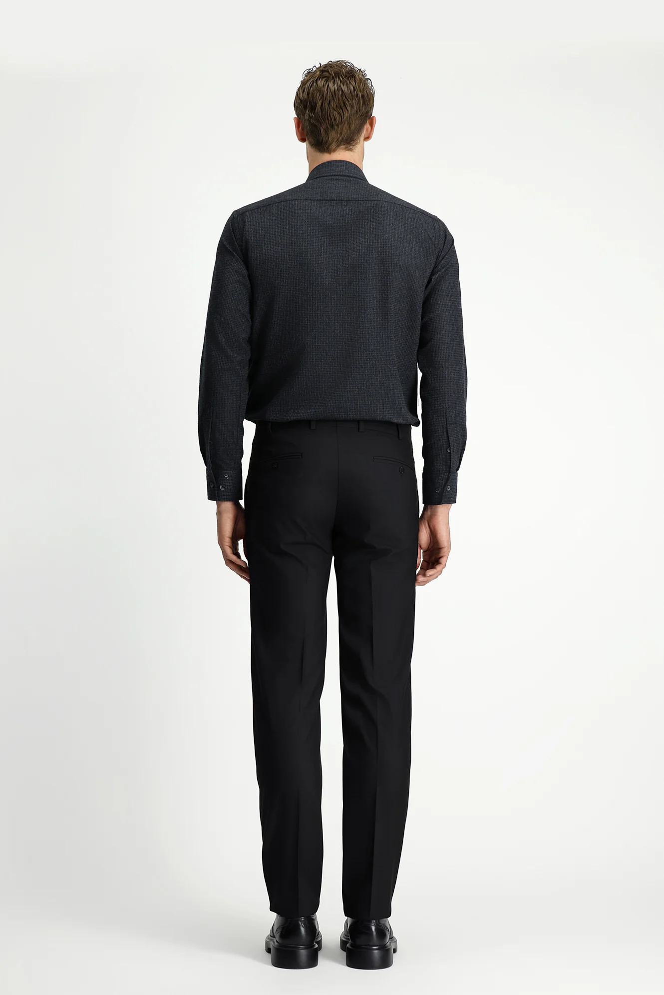 Siyah 6 Drop Regular Fit Standart Kesim Likralı Klasik Kumaş Pantolon - Image 4