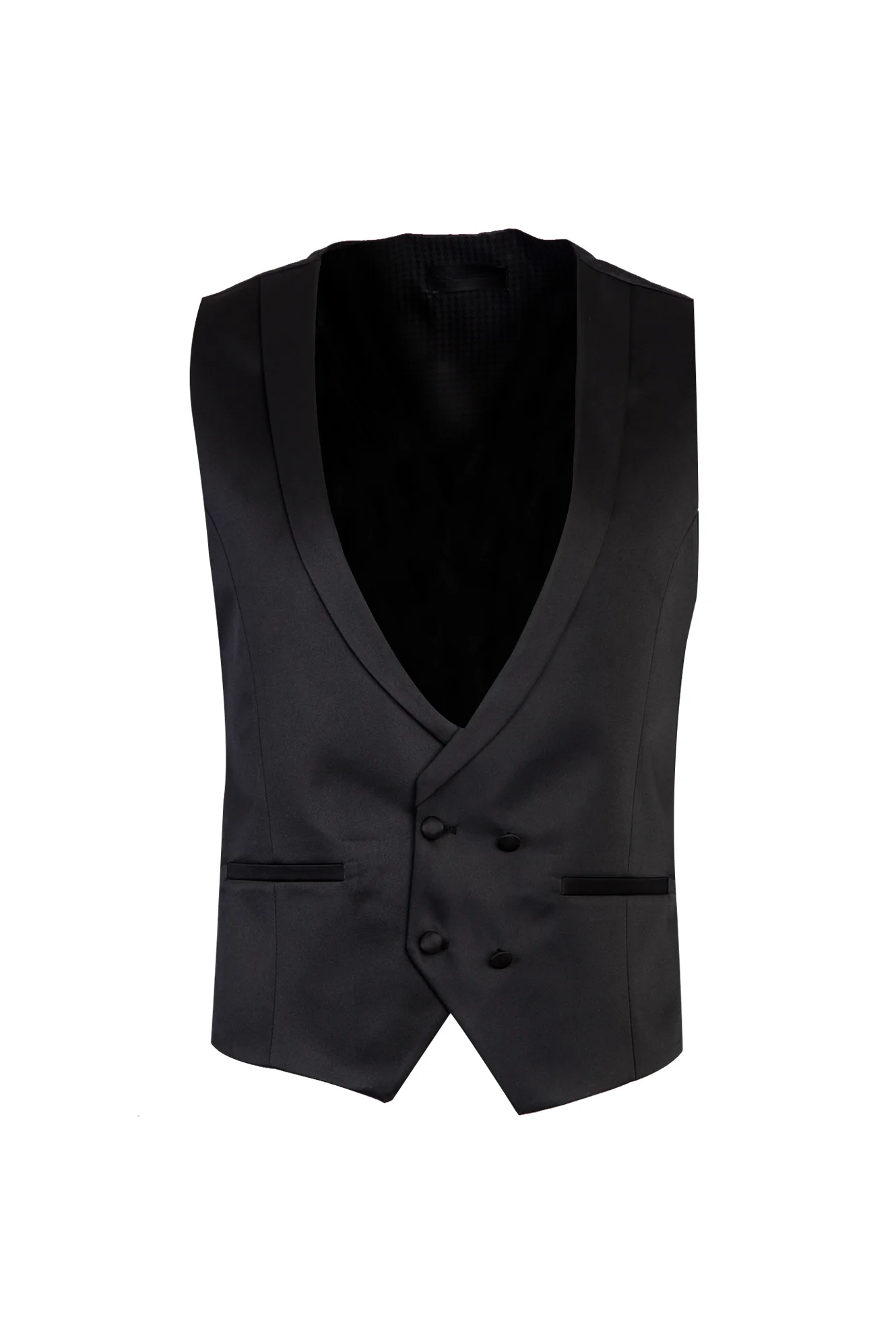 Siyah Mono Yaka Yelekli 7 Drop Slim Fit Dar Kesim Smokin & Damatlık - Image 4