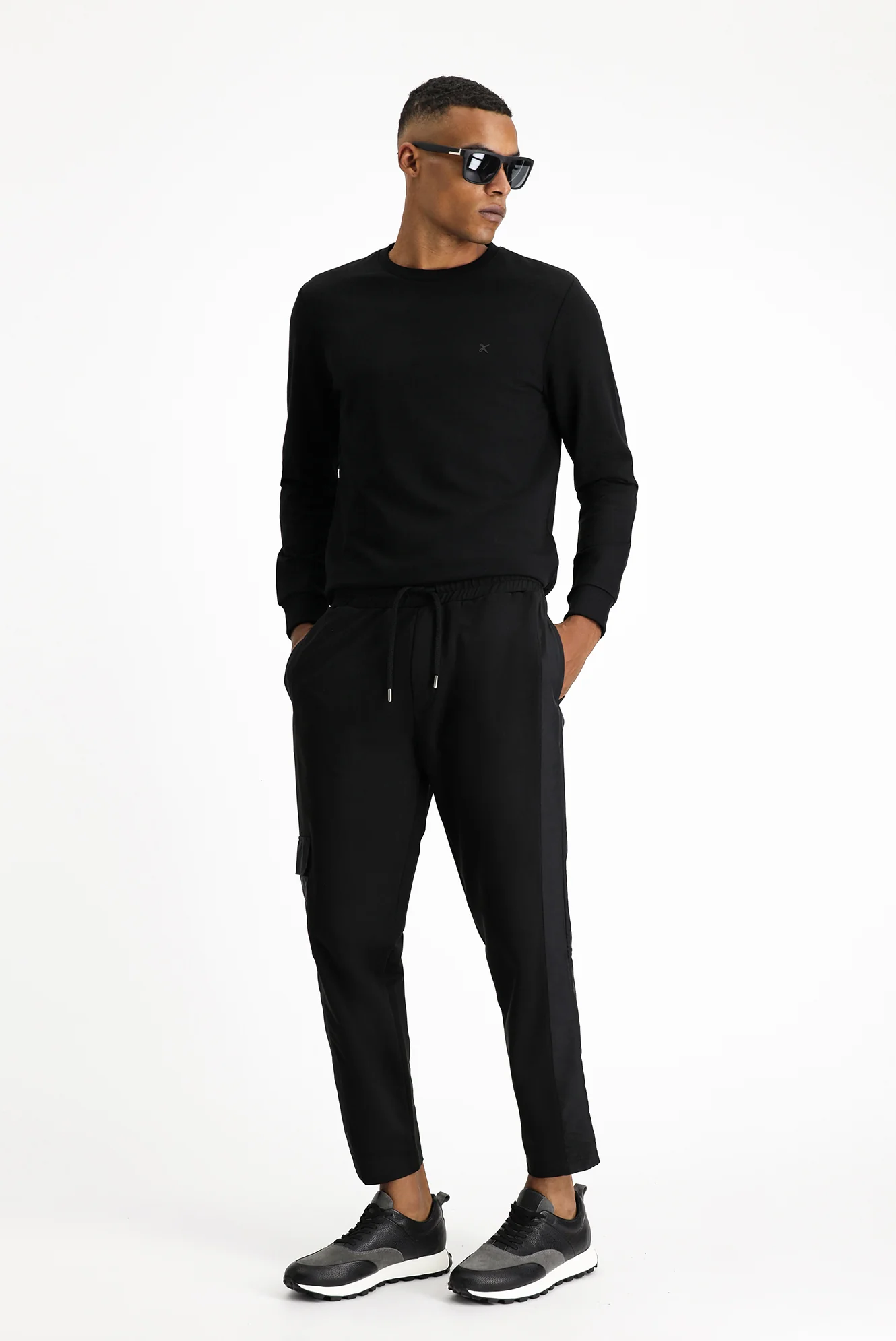 Siyah Pamuklu Kargo Cepli Sweatpant / Eşofman Altı - Image 3