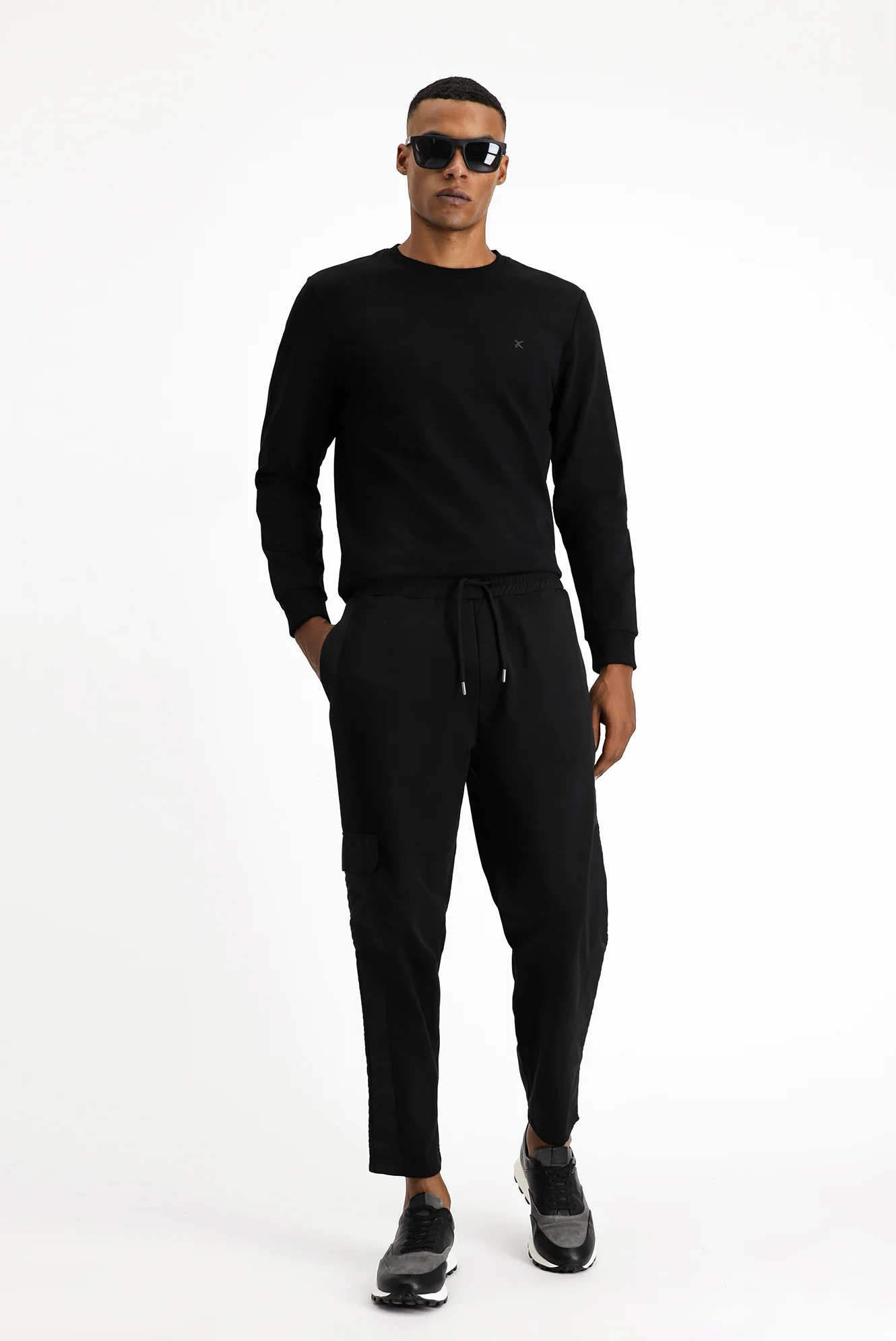Siyah Pamuklu Kargo Cepli Sweatpant / Eşofman Altı - Image 4