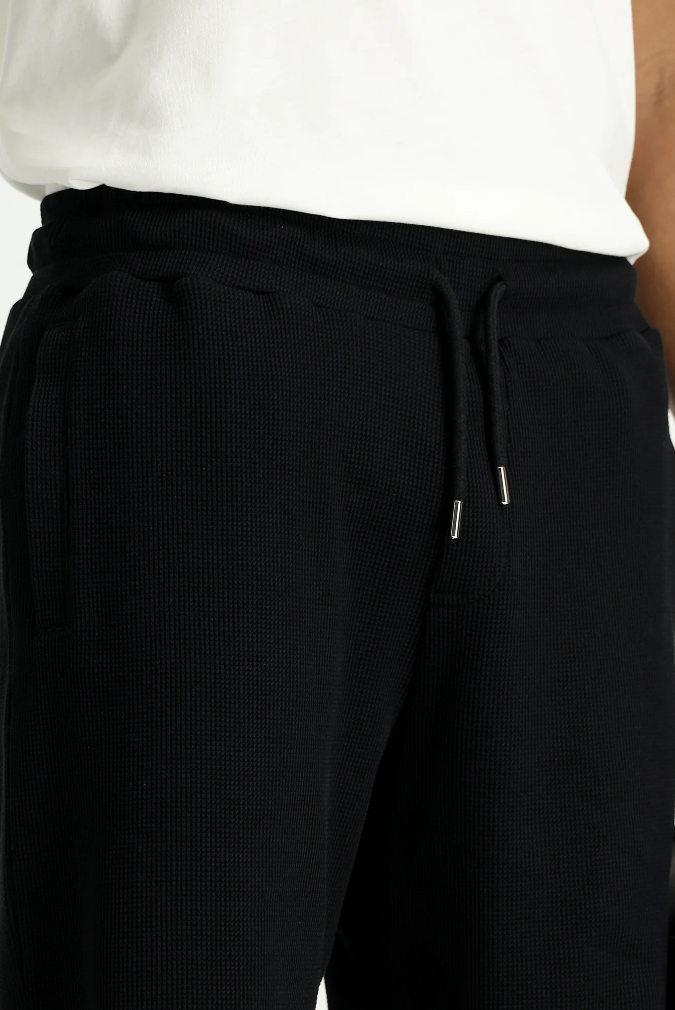 Siyah Pamuklu Spor Sweat Şort - Image 5