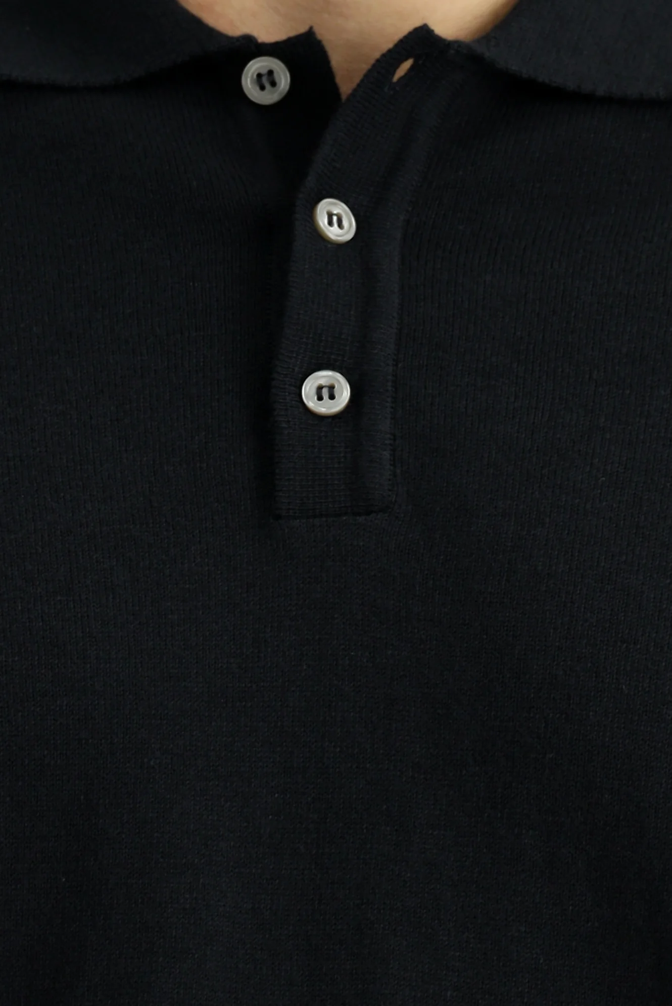 Siyah Polo Yaka Regular Fit Pamuklu Kaşmirli Triko Kazak - Image 6