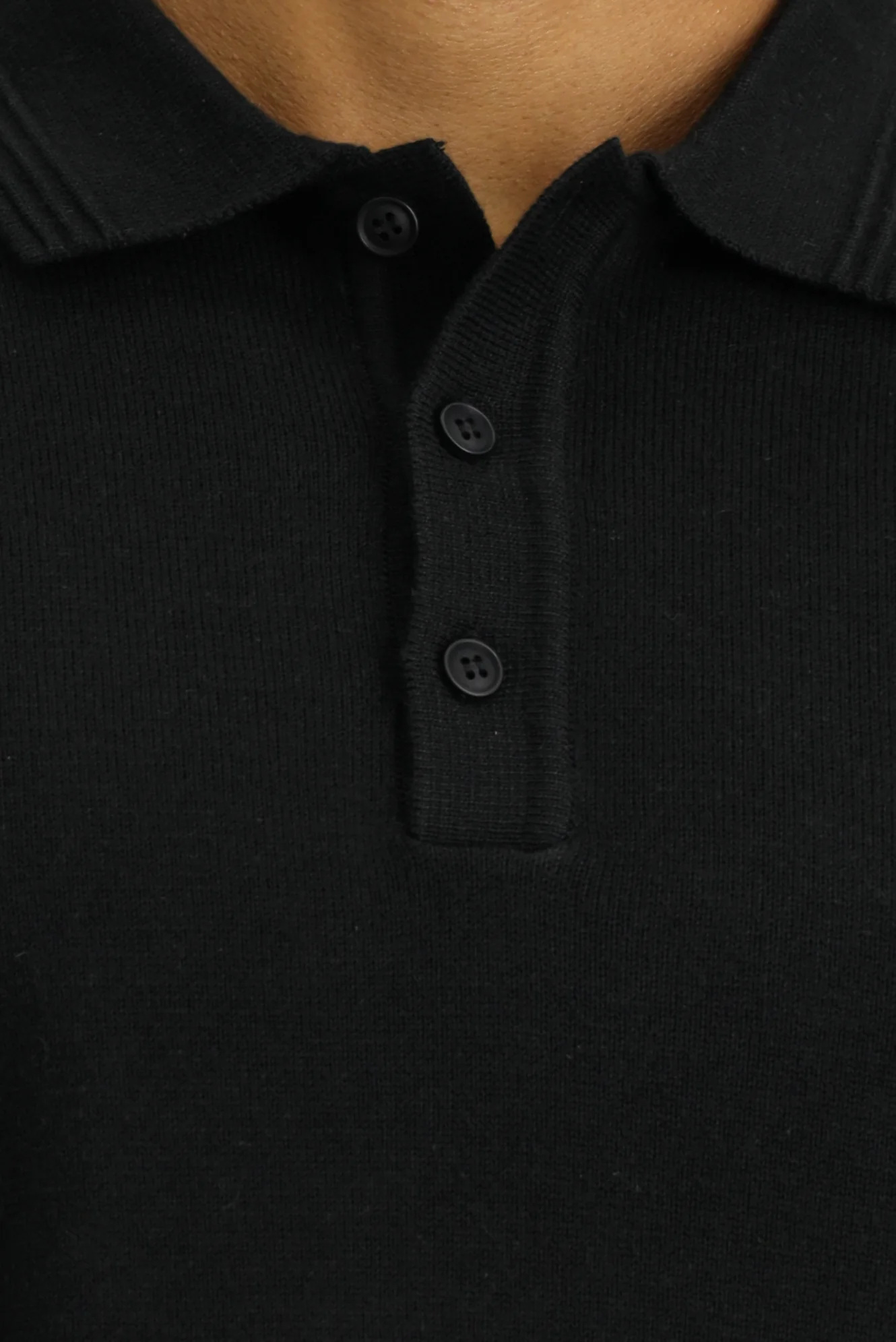 Siyah Polo Yaka Regular Fit Pamuklu Triko Kazak - Image 6