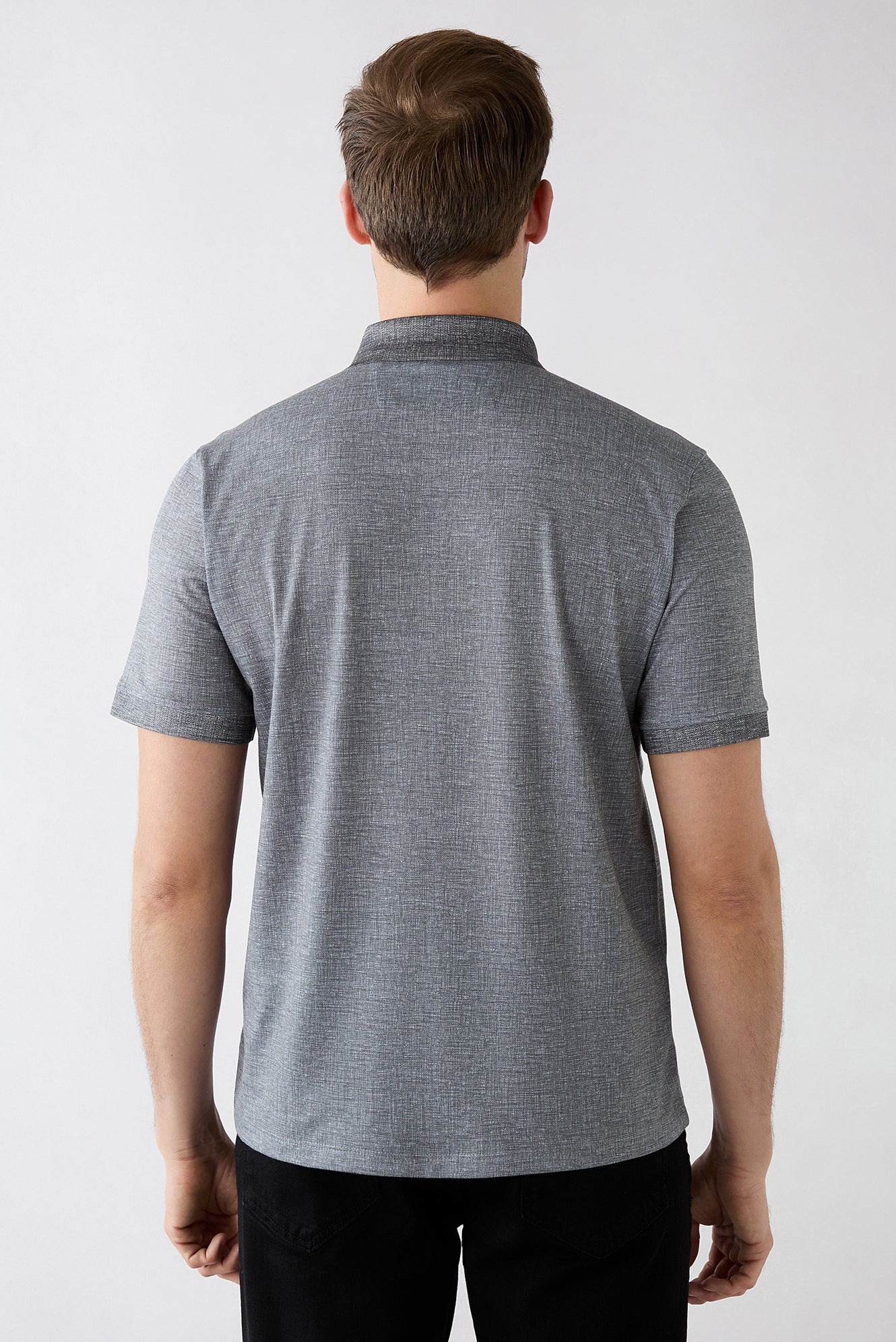 Siyah Regular Fit Desenli Nakışlı Cepli Düğmeli Polo Yaka Tişört - Image 5