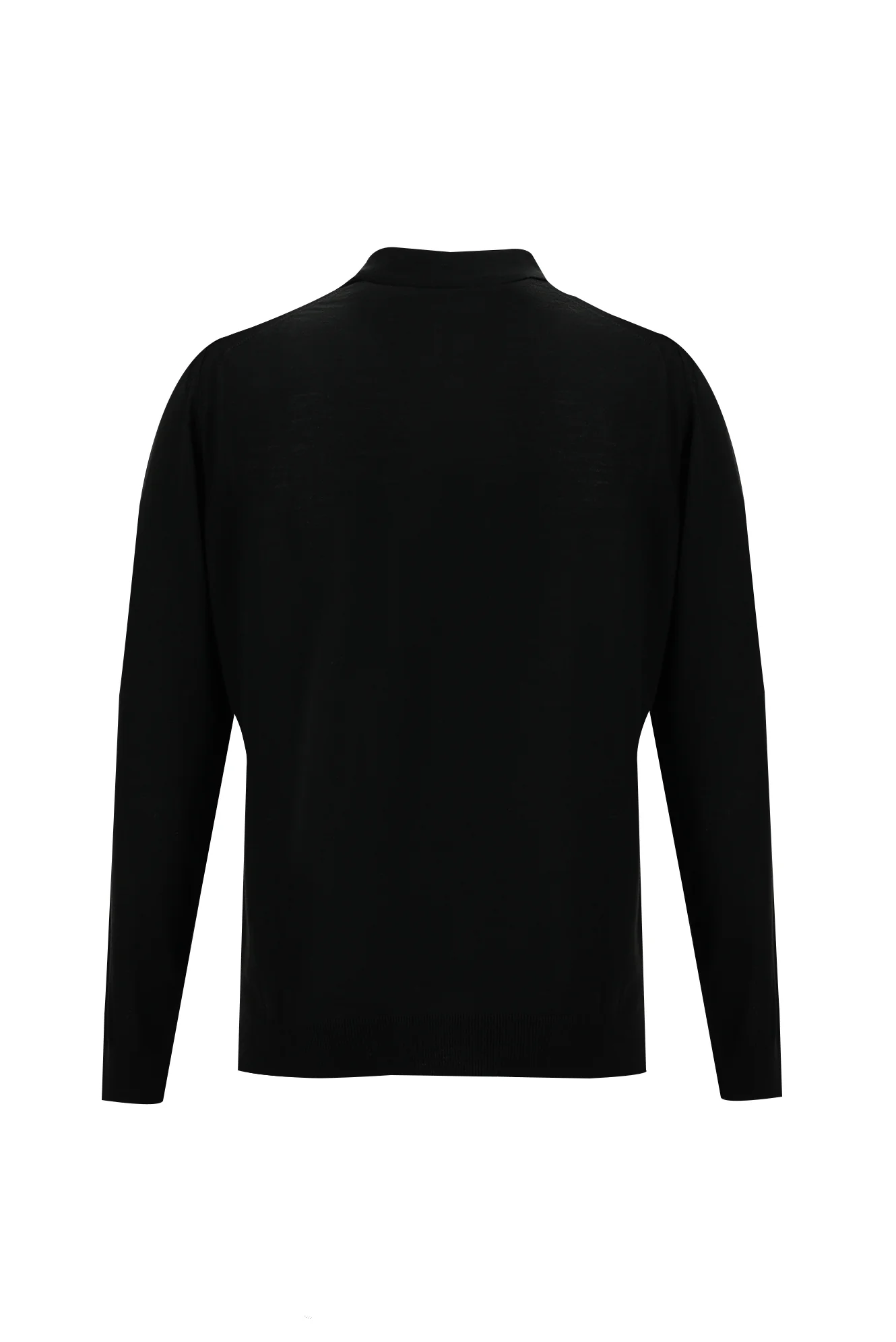 Siyah Polo Yaka Regular Fit Triko Kazak - Image 2