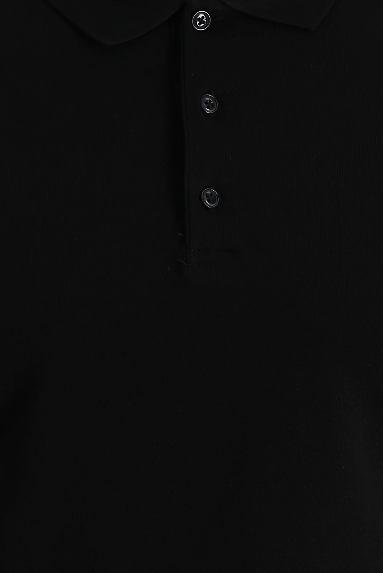 Siyah Polo Yaka Slim Fit Dar Kesim Nakışlı Pamuk Tişört - Image 4
