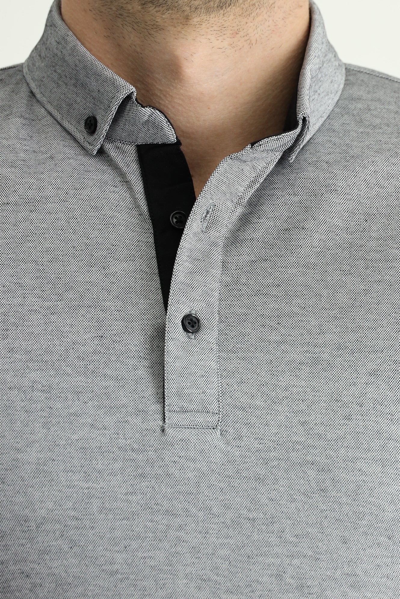 Siyah Polo Yaka Slim Fit Dar Kesim Pamuklu Tişört - Image 5