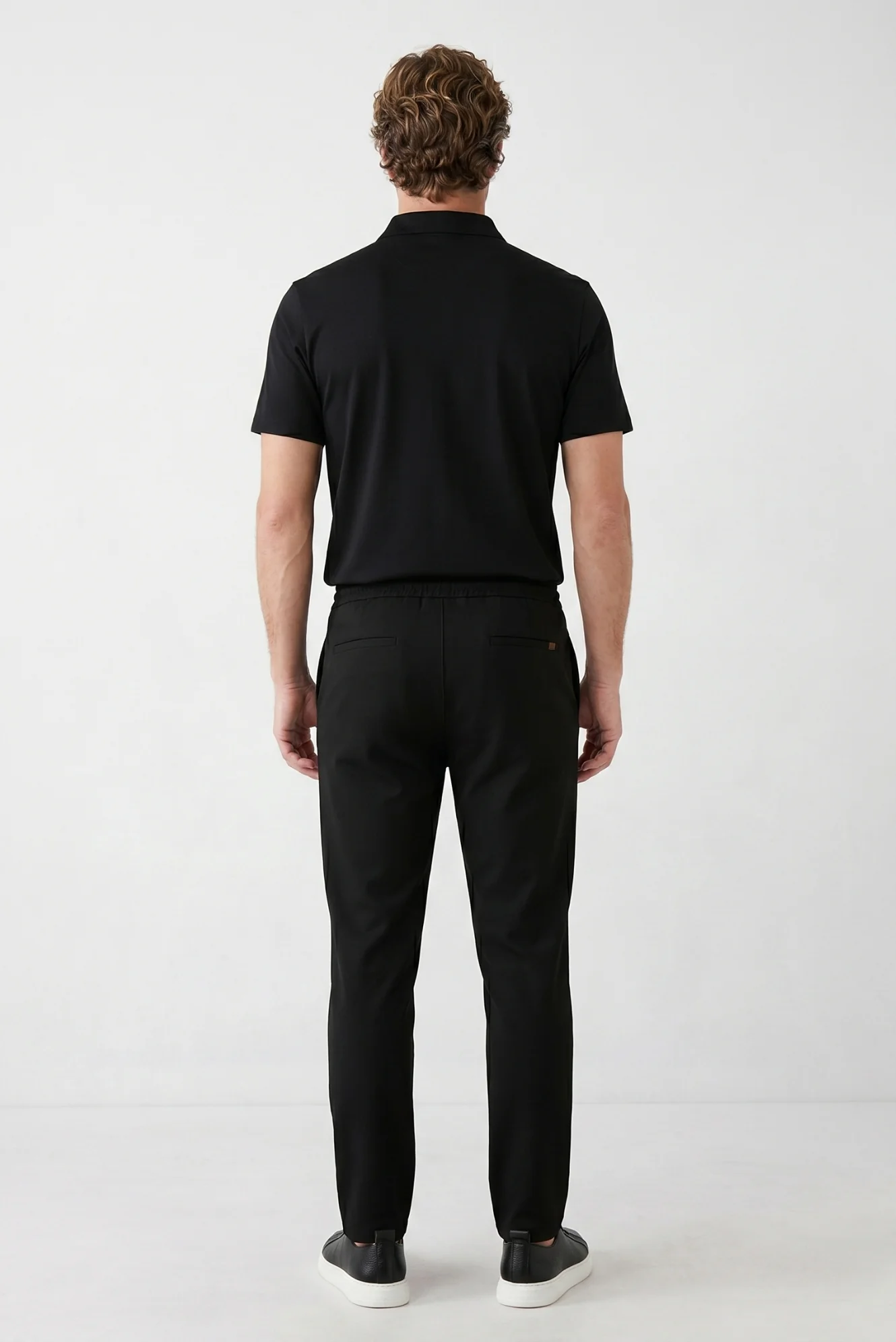 Siyah Regular Fit Standart Kesim Yandan Cep Beli Lastikli İpli Jogger Pantolon - Image 3