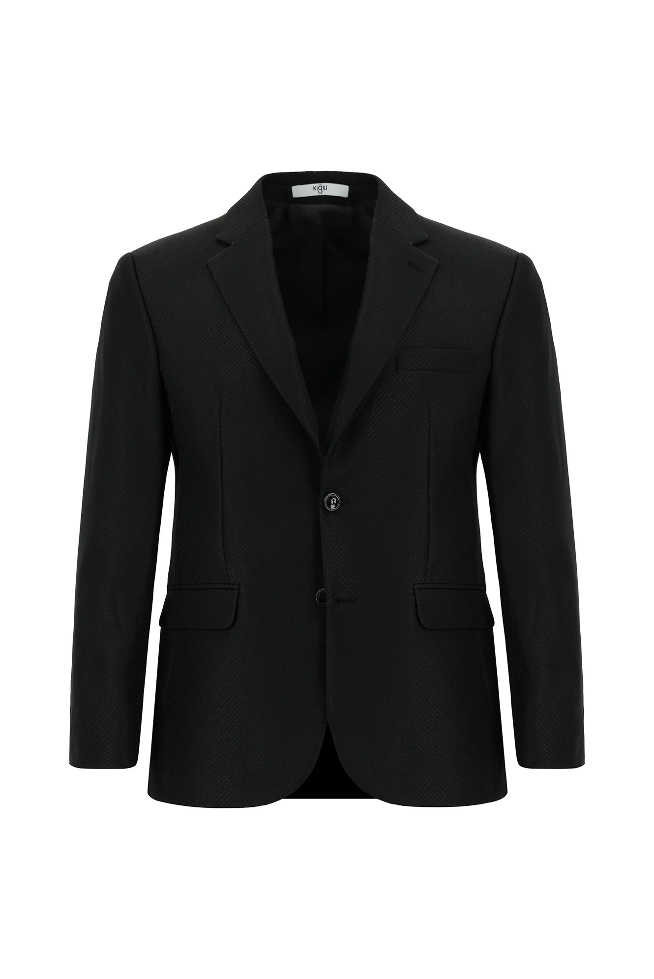 Siyah 6 Drop Regular Fit Standart Kesim Çizgili Klasik Ceket - Image 6