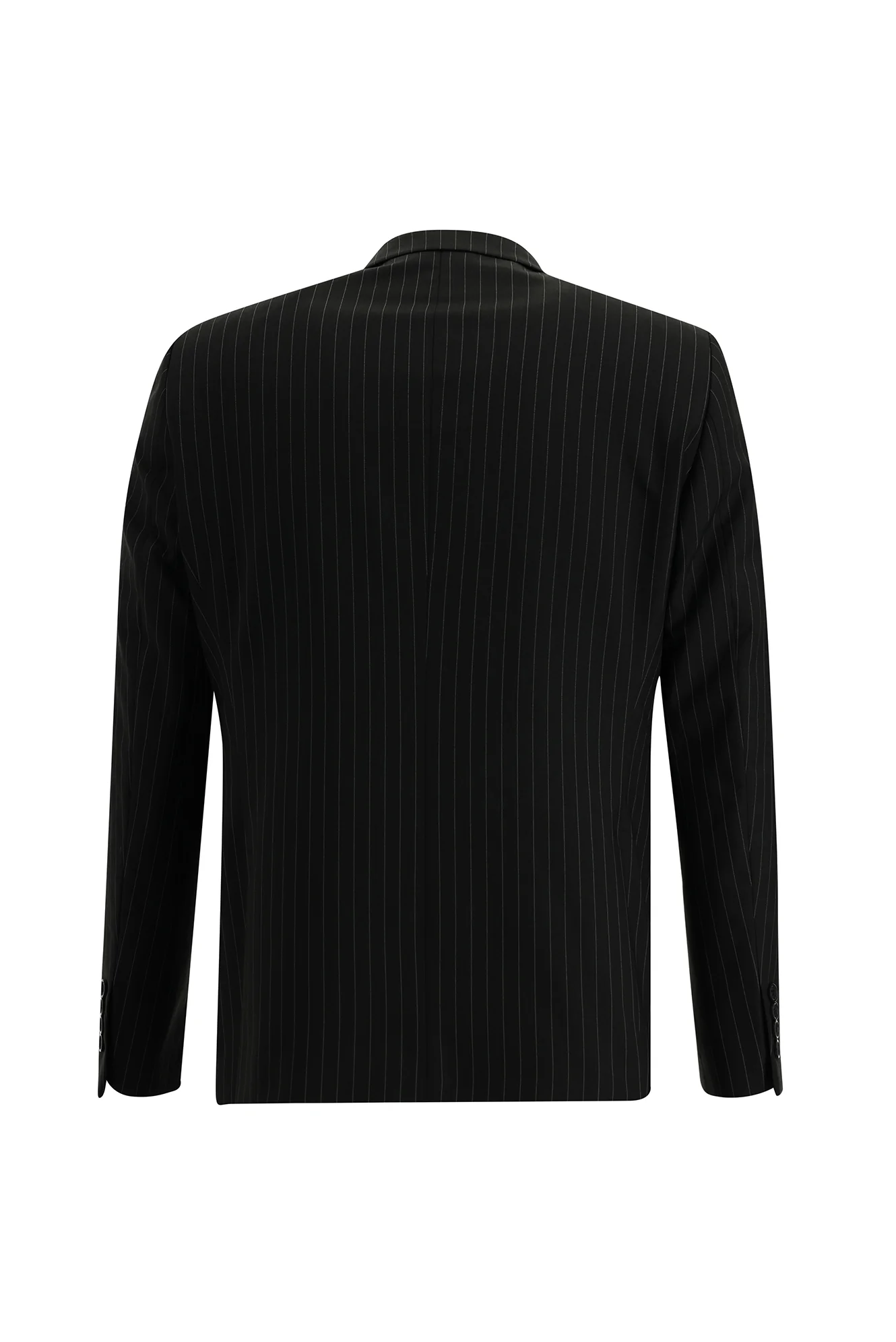 Siyah 6 Drop Regular Fit Standart Kesim Çizgili Kruvaze Takım Elbise - Image 3