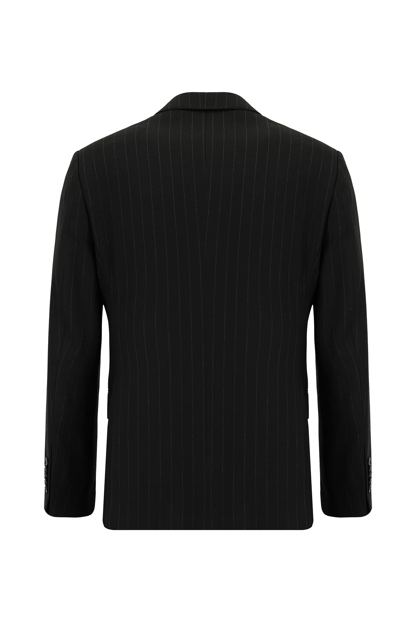 Siyah 6 Drop Regular Fit Standart Kesim Çizgili Kruvaze Takım Elbise - Image 3