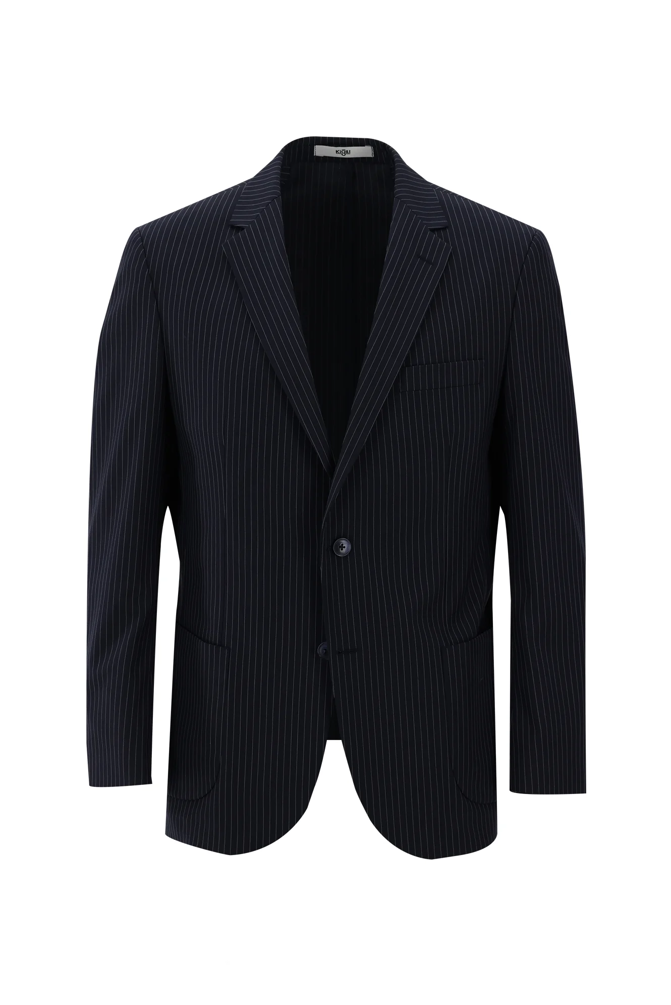 Siyah 6 Drop Regular Fit Standart Kesim Çizgili Takım Elbise - Image 2
