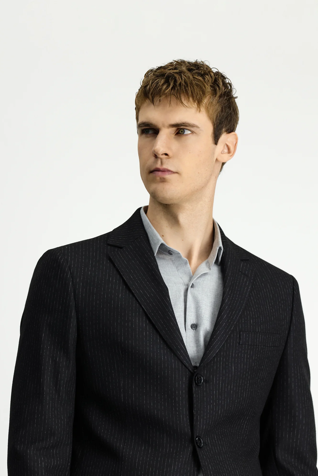 Siyah 6 Drop Regular Fit Standart Kesim Çizgili Takım Elbise - Image 3