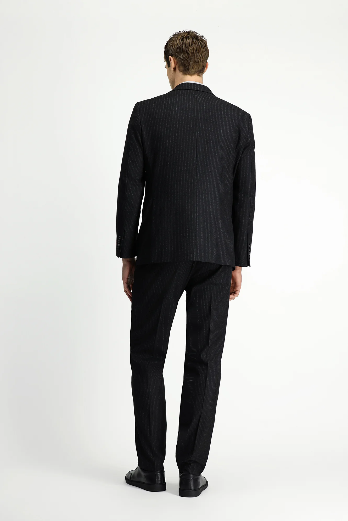 Siyah 6 Drop Regular Fit Standart Kesim Çizgili Takım Elbise - Image 5
